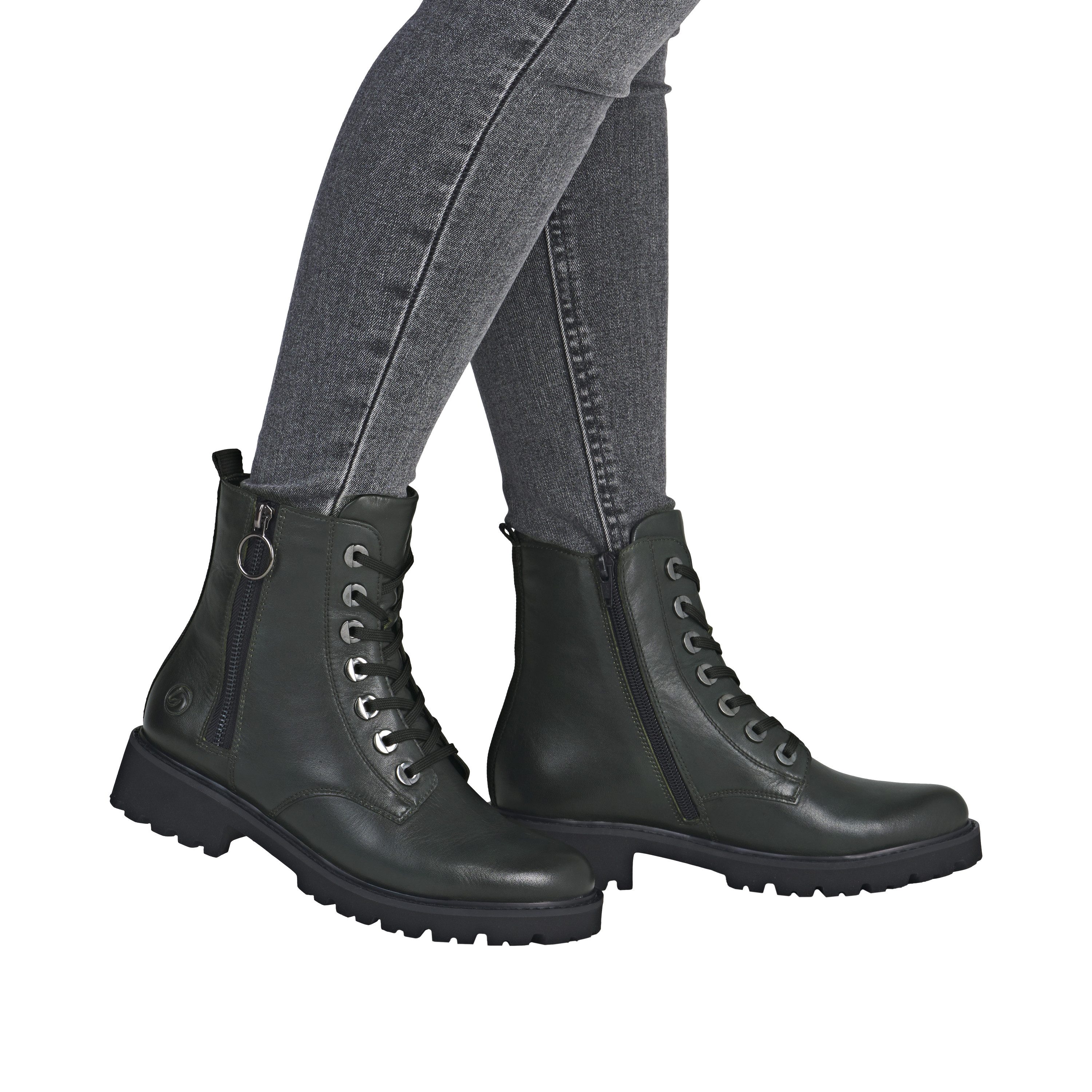 Remonte Veterlaarsjes blokhak, laarsjes, veterschoenen, flats in used look