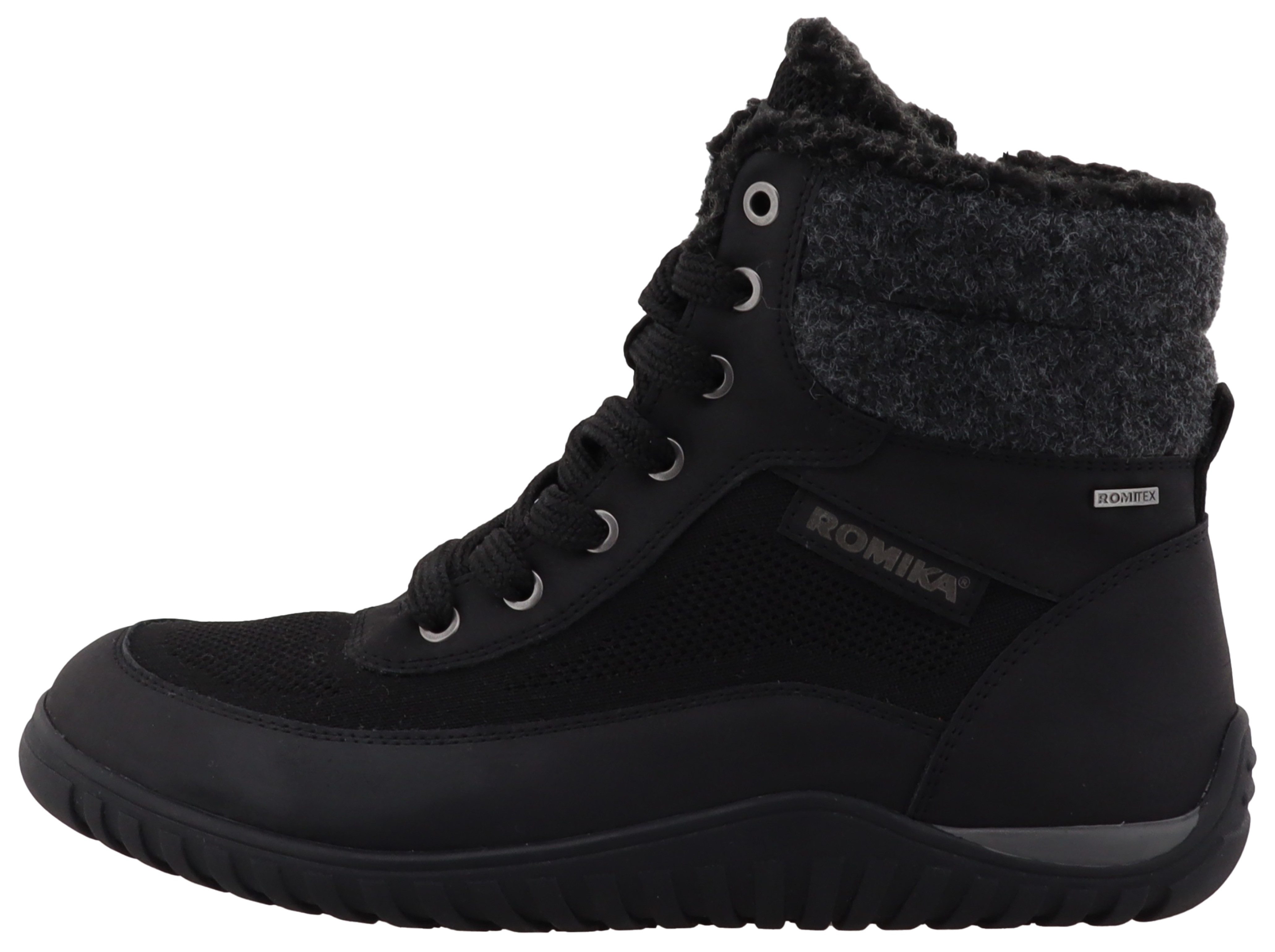 Romika Winterlaarzen sleehak, veterschoenen, outdoorschoen met vilten kraag