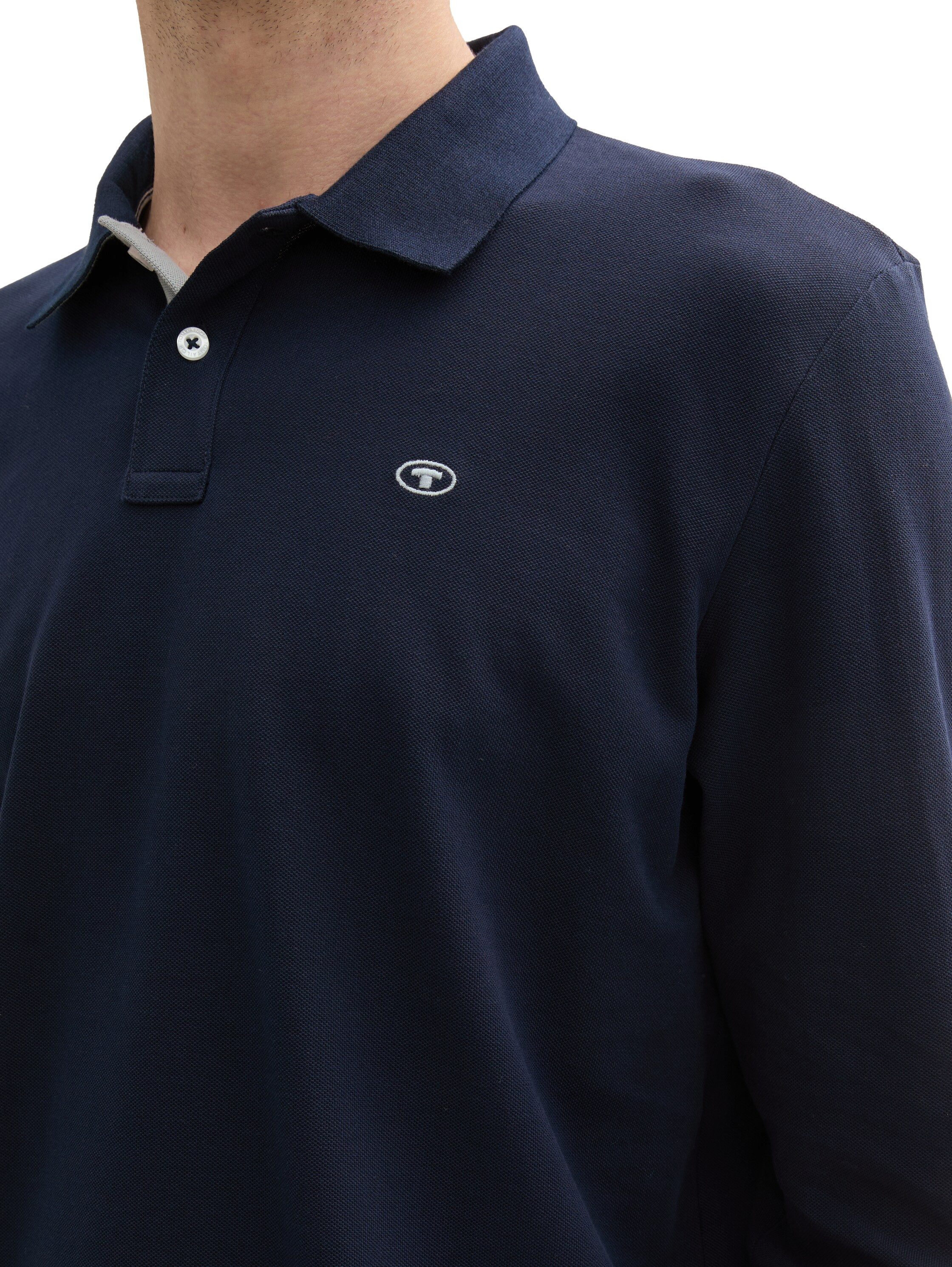 Tom Tailor Poloshirt met lange mouwen met logoborduursel