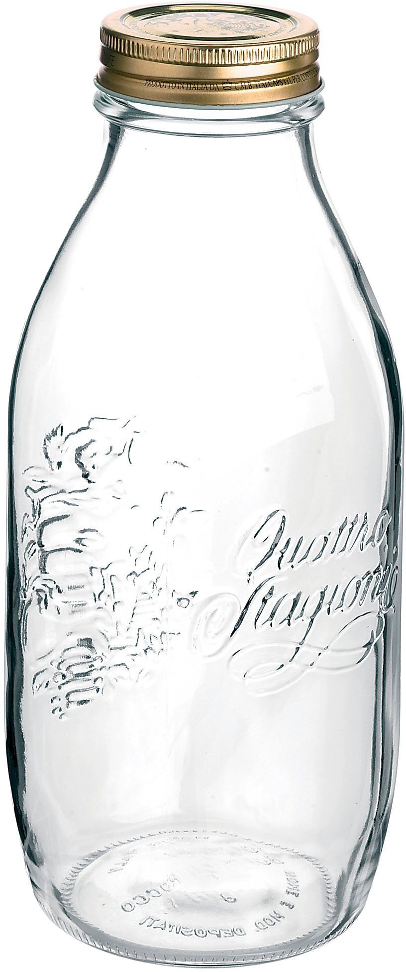 Bormioli Rocco Weckpot Quattro Stagion luchtdicht afsluitbaar, gouden schroefdop, 1 l (set, 12-delig)