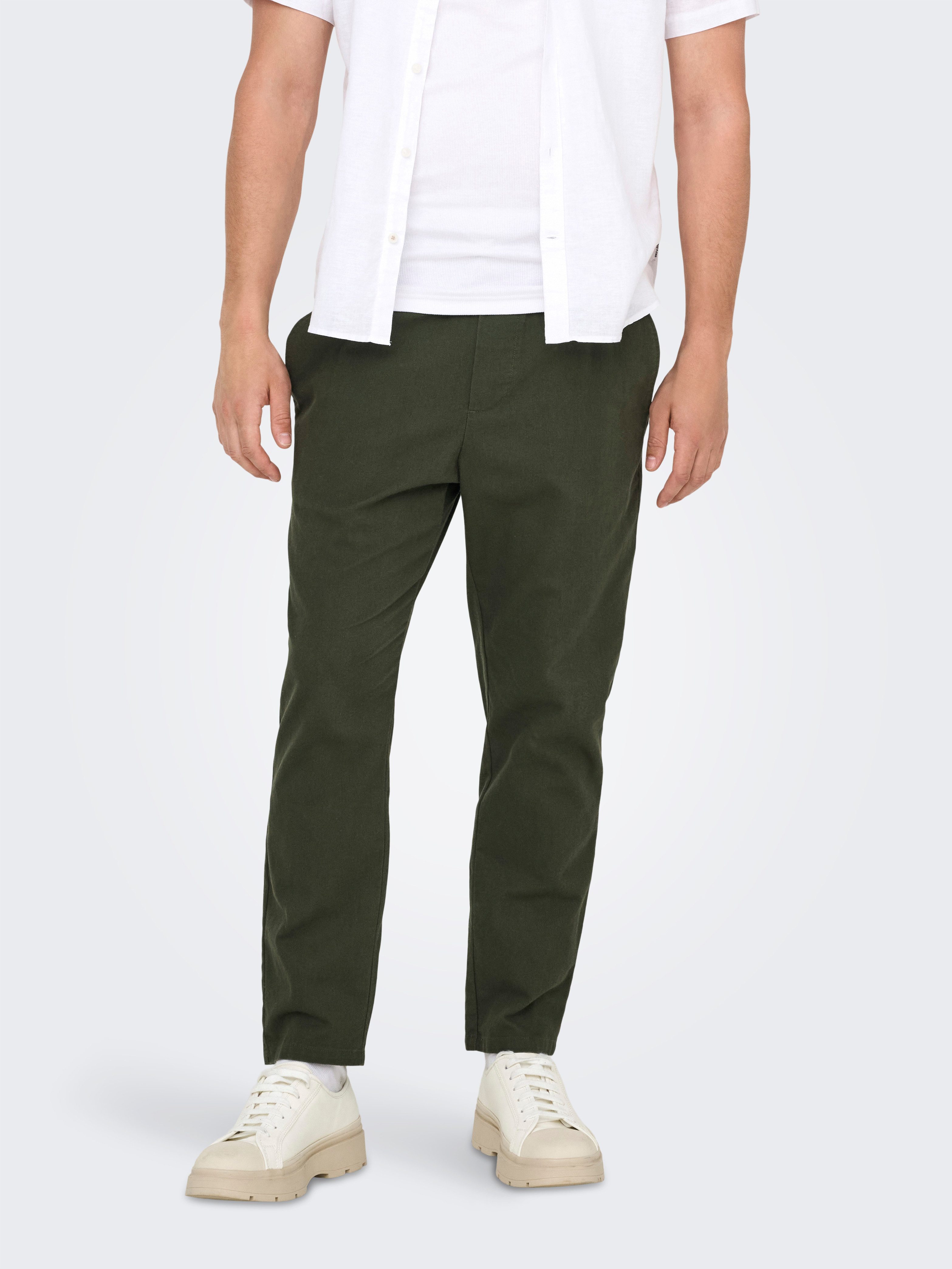 ONLY & SONS Stoffen broek ONSLINUS CROP 0007 COT LIN PNT NOOS