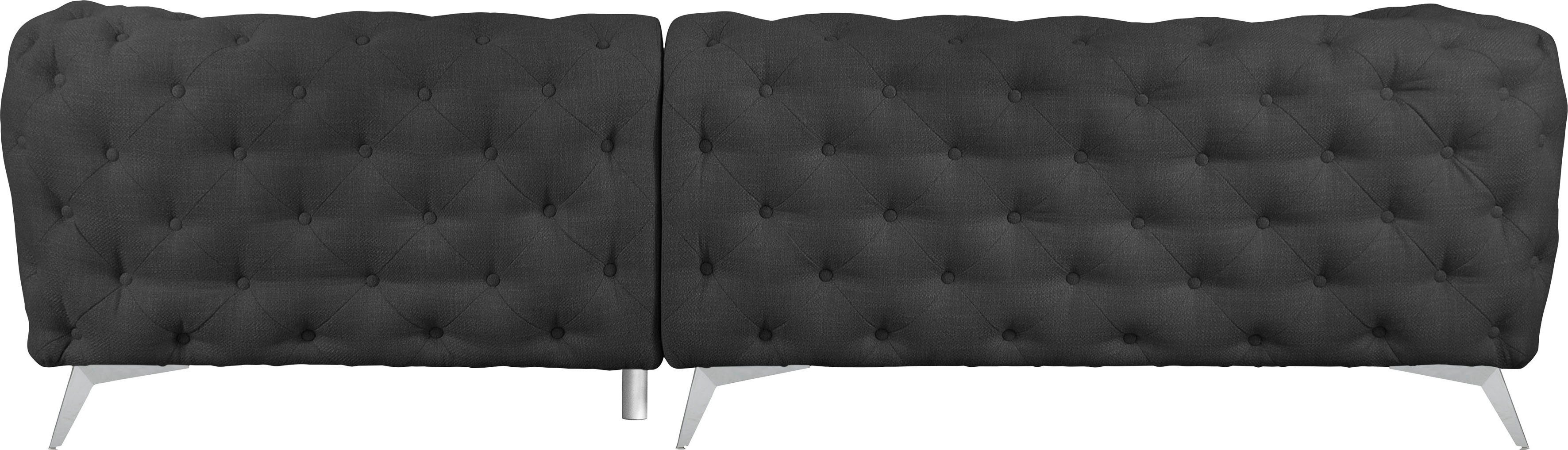 Leonique Chesterfield-bank Glynis L-vorm luxueuze capitonnage, moderne chesterfield look, kleur van de poten ter keuze