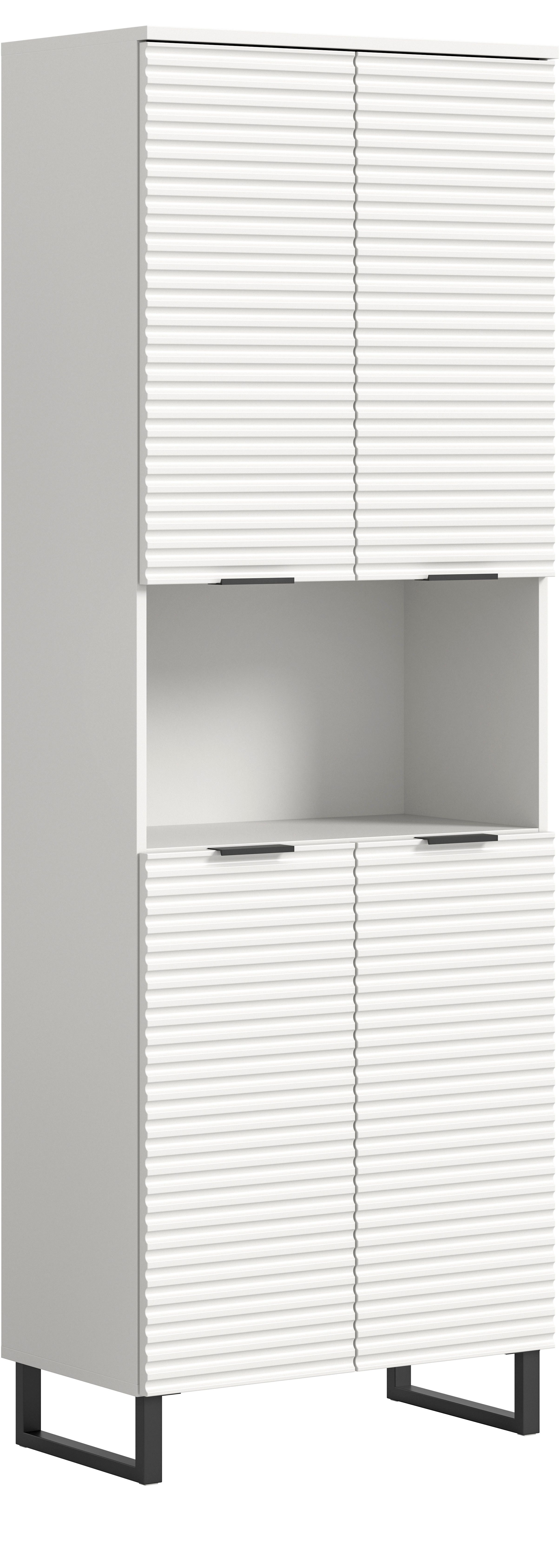welltime Hoge kast Litica, hoogte 193 cm, 4 deuren, 2 legplanken, 1 open vak hoge kasten wit
