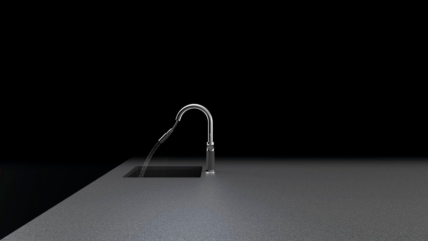 Schock Keukenkraan SC-520 SB uitschuifbaar, straal-douche, terugstroombegrenzer, draaibereik 120°