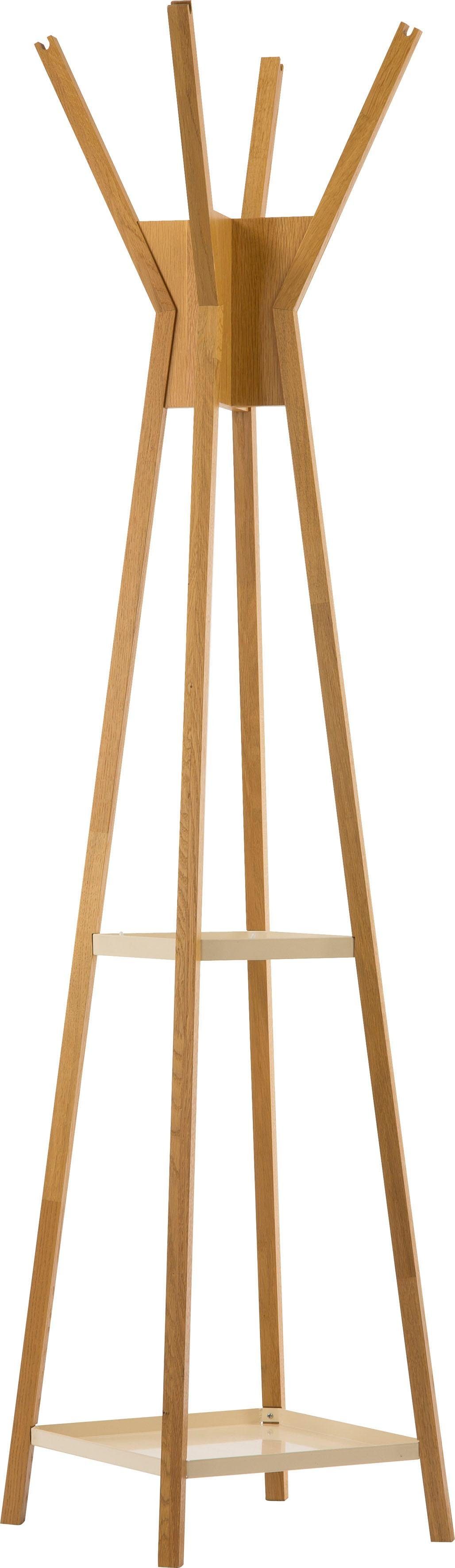 Woodman Kapstok MAGELLAN in scandinavisch design, van massief eiken, met 4 haken kapstokken beige