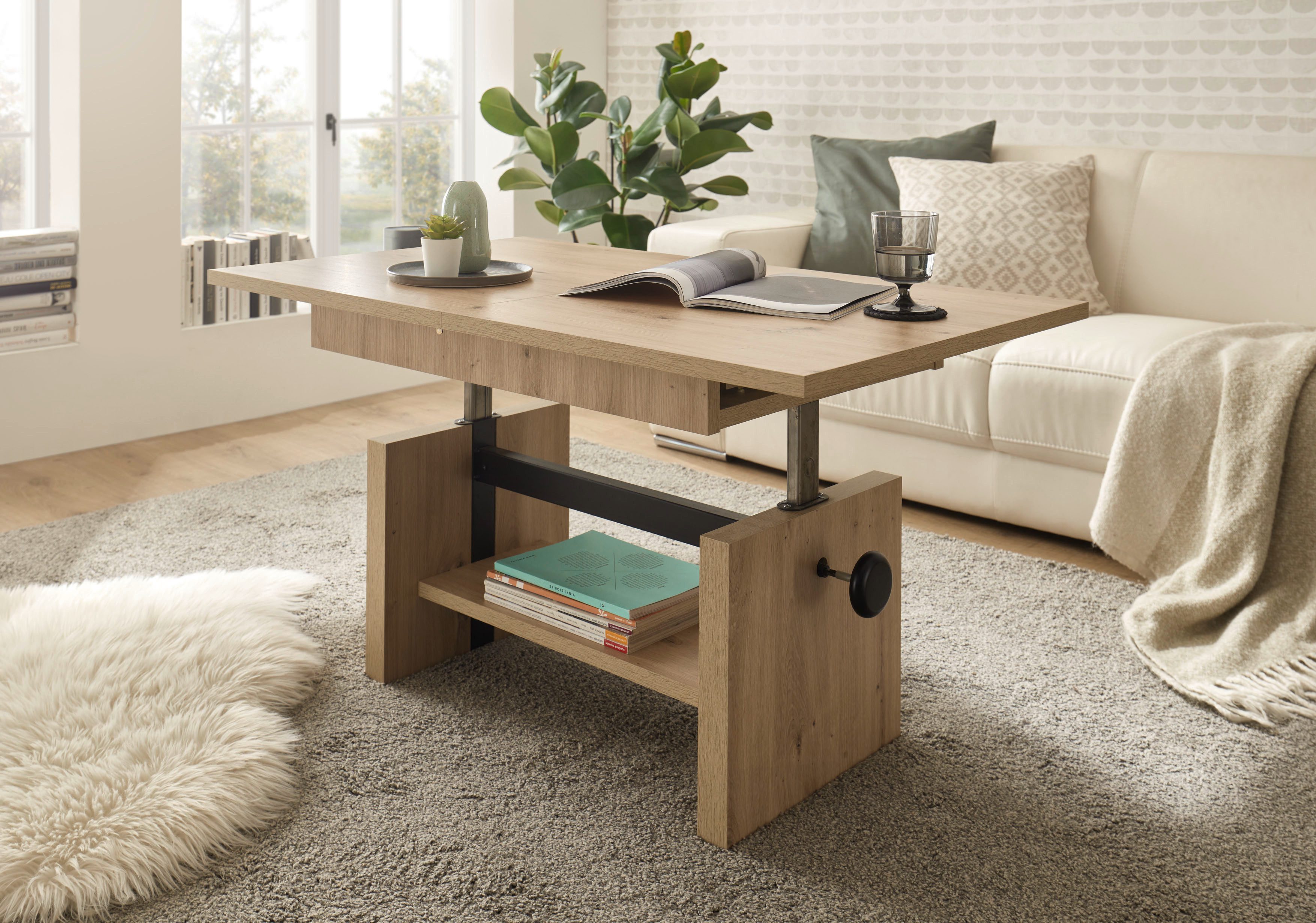 Stolkom Salontafel Event hoogte verstelbaar, uitschuifbaar, BxHxD 110-150x48-63x65 cm Hoogte verstelbaar met liftmechaniek en uittrekbaar in 3 kleurvarianten