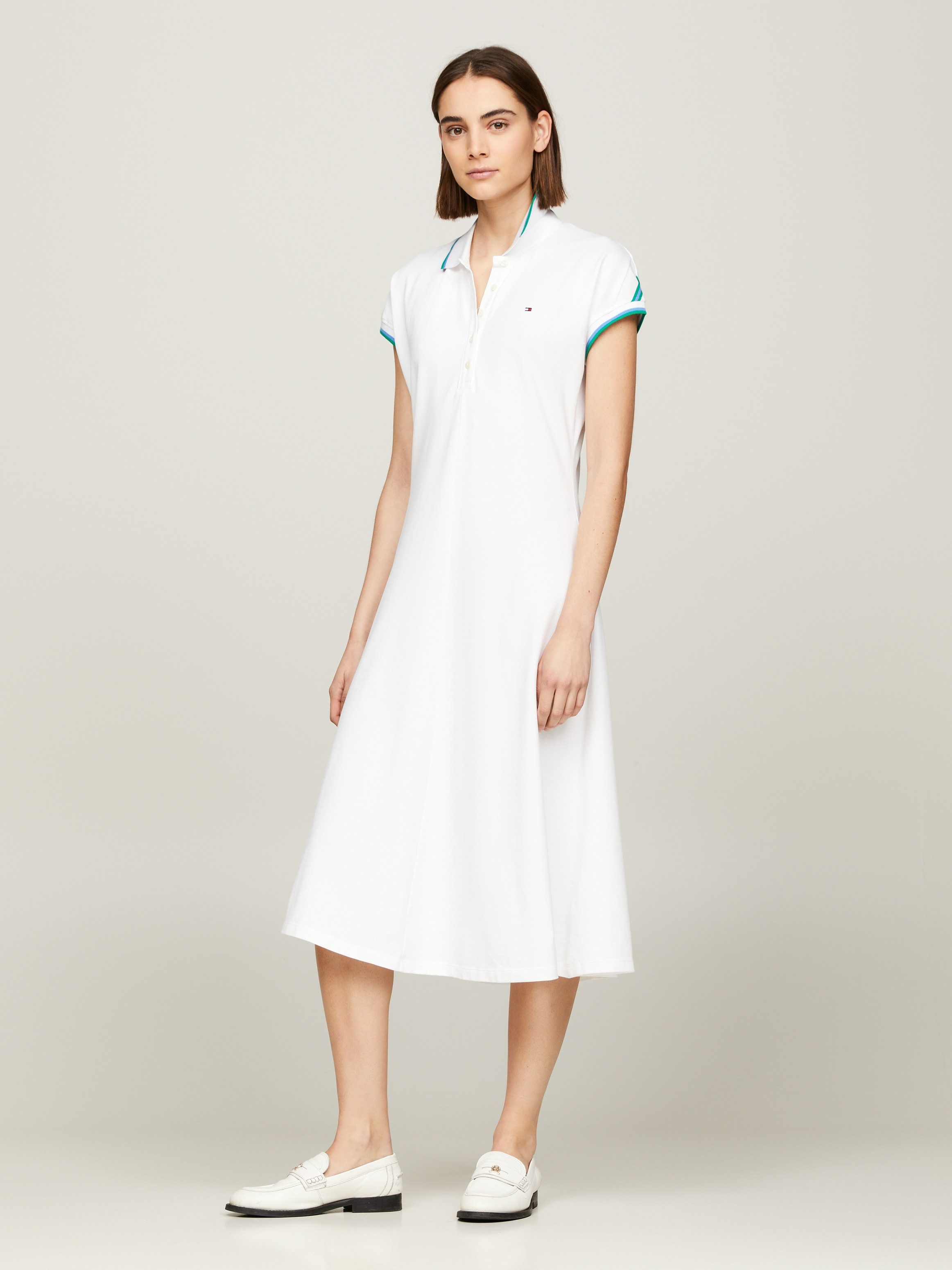 Tommy Hilfiger Polojurk F&F STP SLV KNEE POLO DRESS met contrastkleurige inzetten