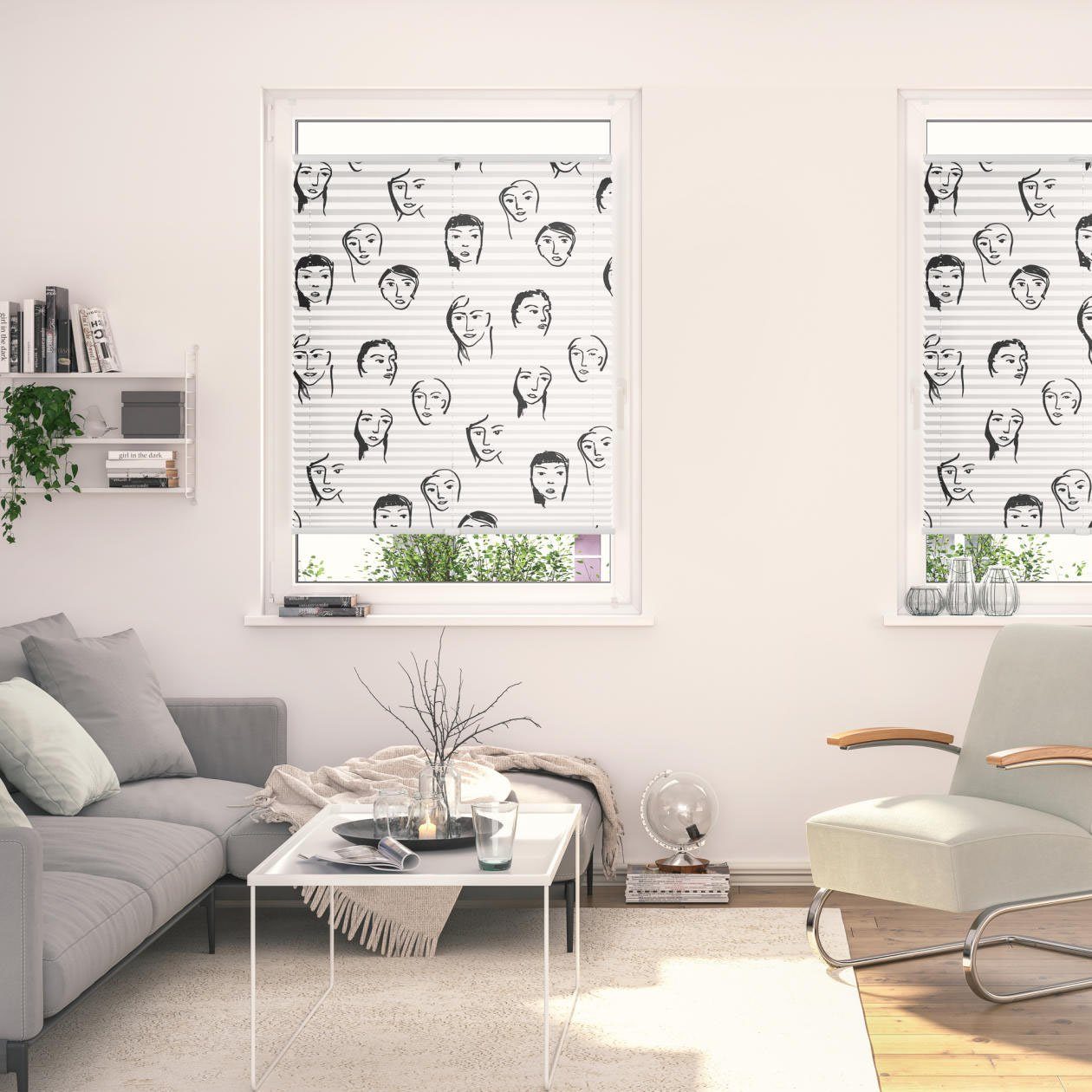 LICHTBLICK Plissé Klemmfix, zonder boren, ondoorzichtig, Faces - zwart (1 stuk) plisségordijnen maat 70 cm x 130 cm zwart