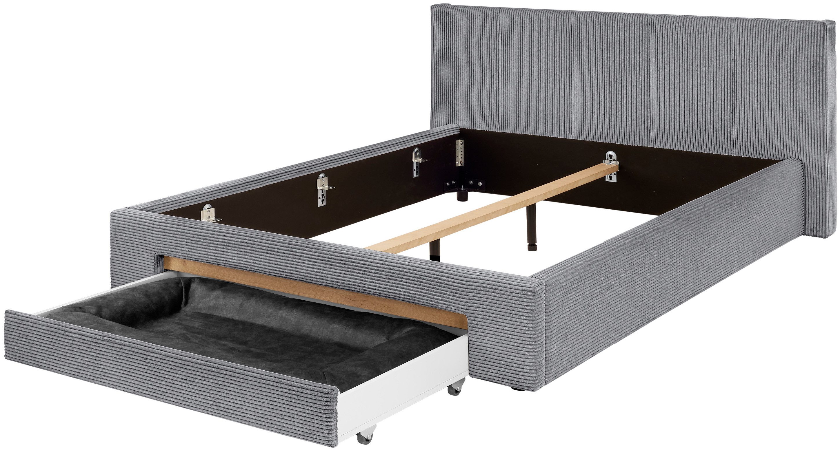 INOSIGN Gestoffeerd bed CiTY/GiRON, bedframe met bedlade, gestoffeerd opbergbed met hondenbed of opberglade, bekleding van corduroy of linnenlook