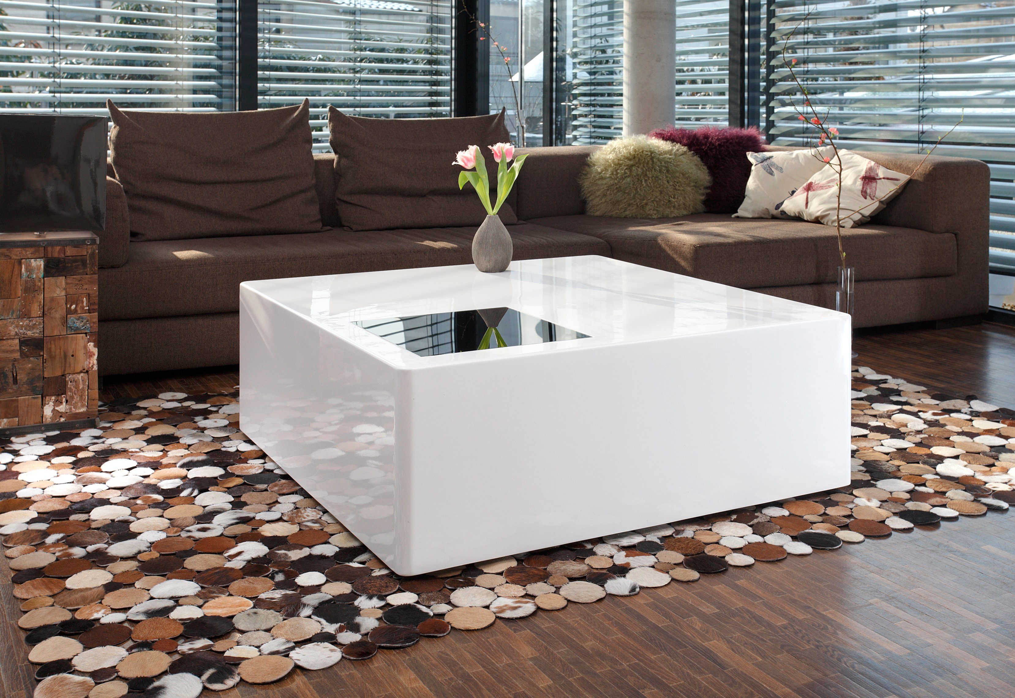 SalesFever Salontafel Met vierkant van zwart glas