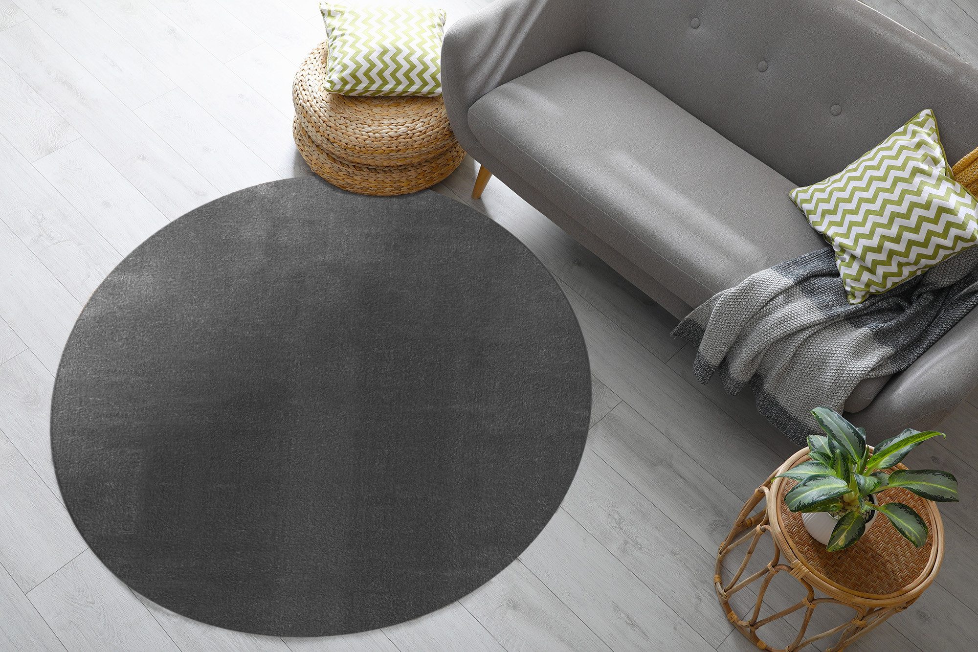 The carpet Vloerkleed Relax round wasbare woonkamer tapijt modern antislip