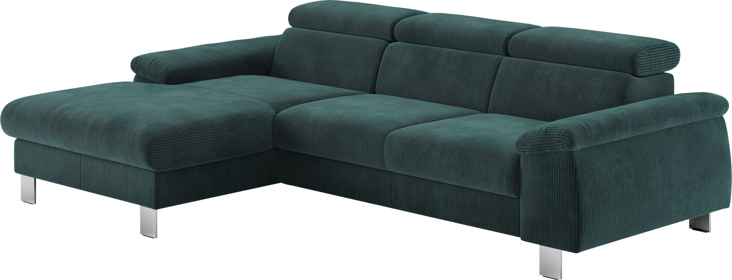 COTTA Hoekbank Komaris L-vorm met hoofdeindeverstelling keuze met bedfunctie, bedlade & verlichting