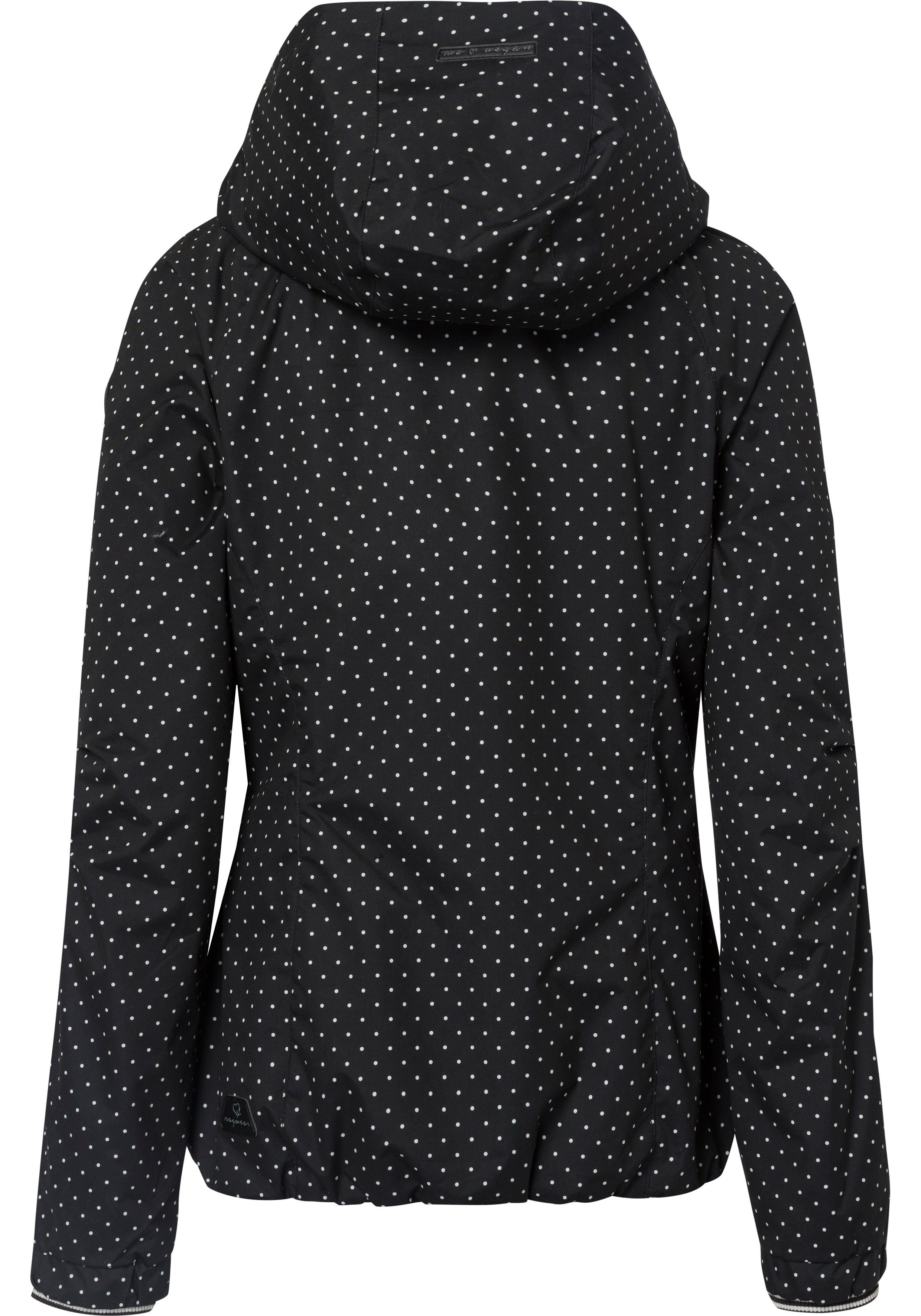 Ragwear Outdoorjack DIZZIE DOTS O trendy jas met capuchon voor het tussenseizoen