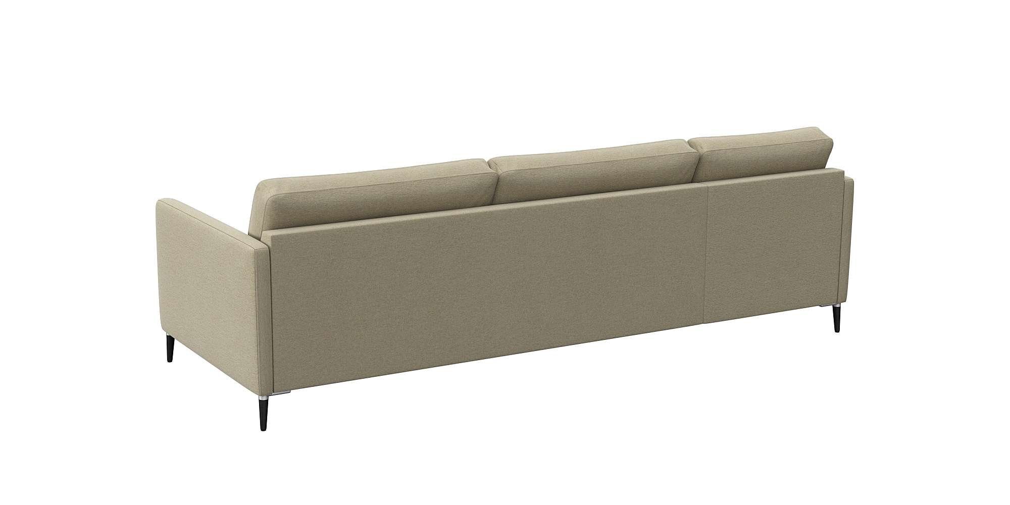 FLEXLUX Hoekbank Fiore, L-vorm smalle armleuningen, koudschuim, poten aluminium + zwart
