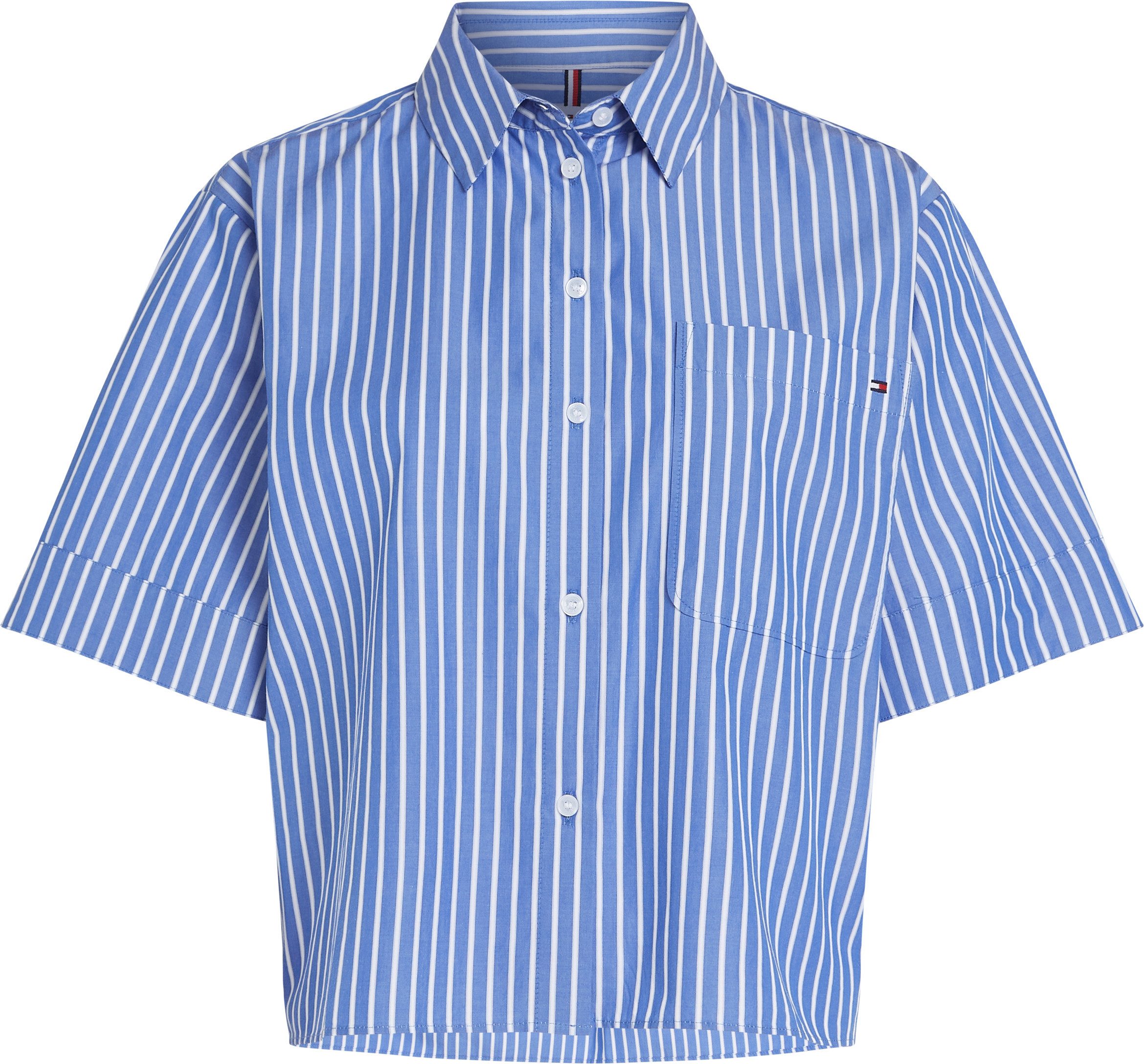 Tommy Hilfiger Shirt met korte mouwen POPLIN BOXY SHORT S/S SHIRT met borstzak, logo-borduursel