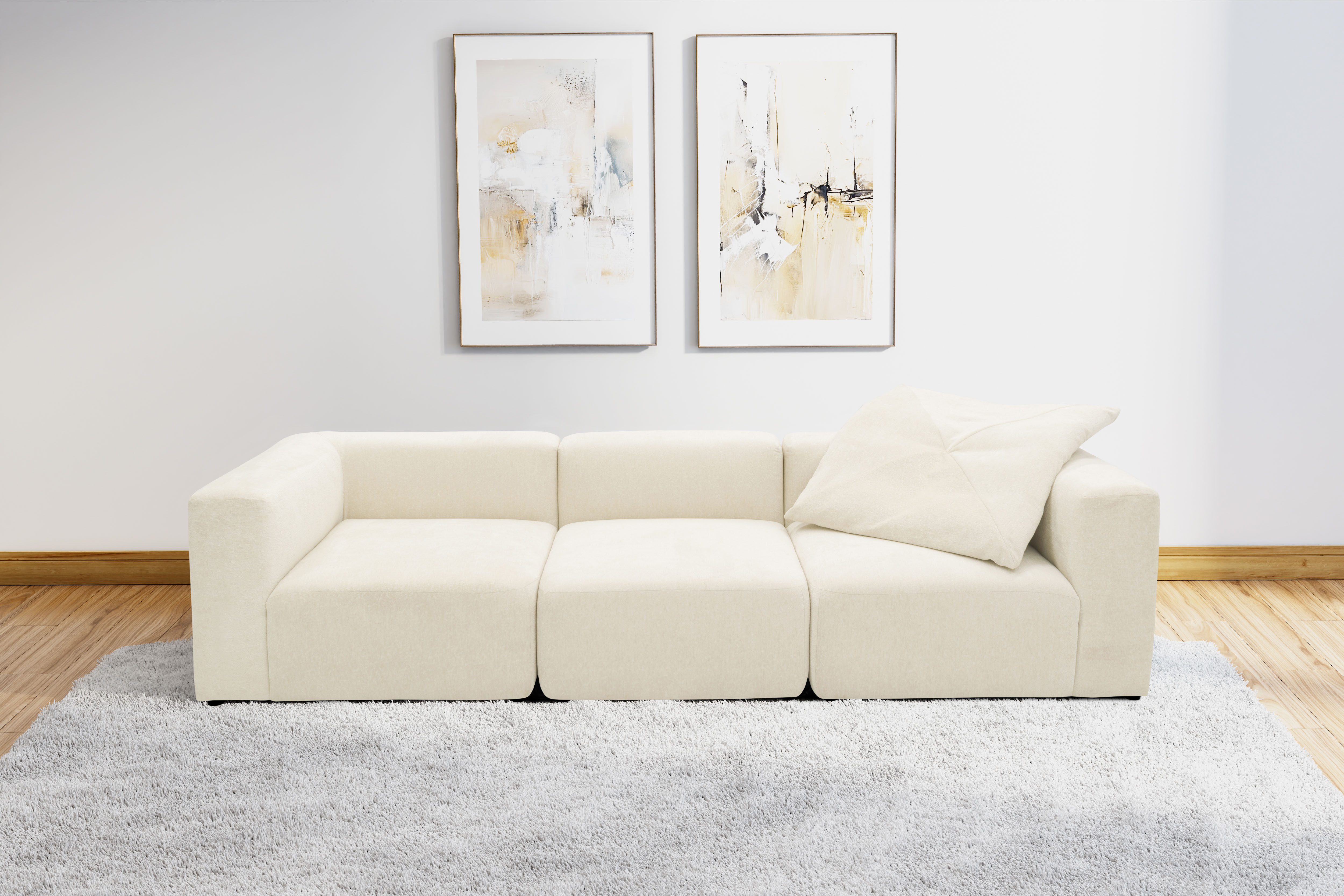 andas 3-zitsbank Utvik bestaande uit 2 hoek- en 1 middenelement beige, 3-zitsbanken, 301 cm
