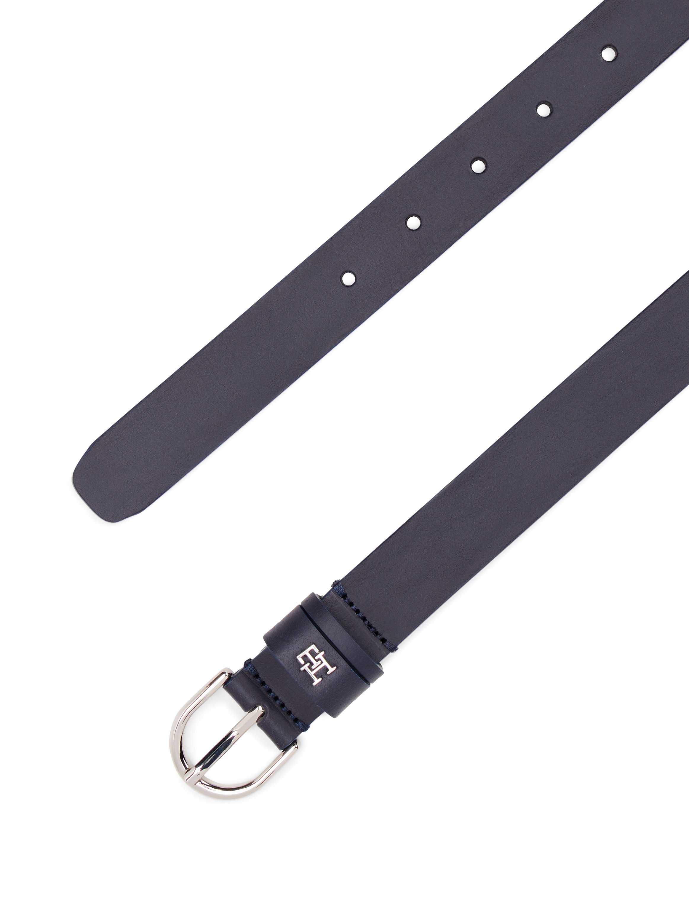Tommy Hilfiger Leren riem ESSENTIAL EFFORTLESS 2.5 SILVER Eenvoudige doornsluiting, metalen embleem