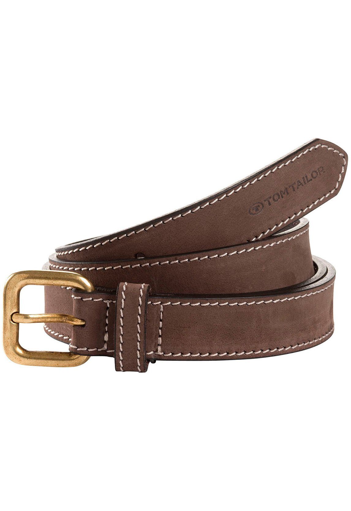 Tom Tailor Leren riem TTBONNIE 2.3 cm brede damesriem, met contraststiksels