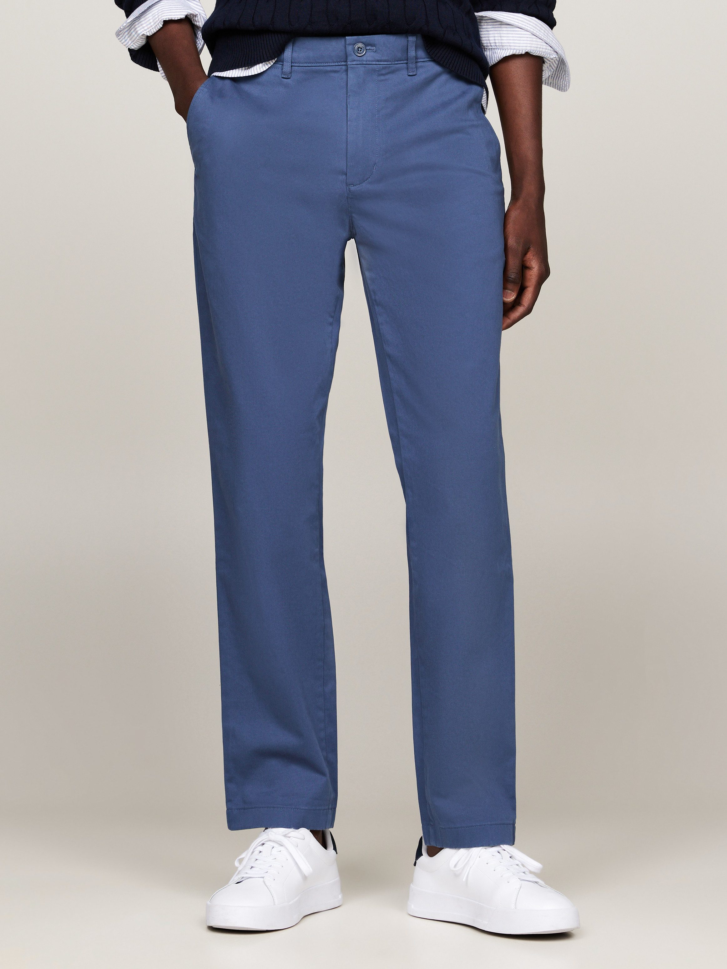 Tommy Hilfiger Chino DENTON CHINO SATIN met achterzakken met knoop logo-borduursel