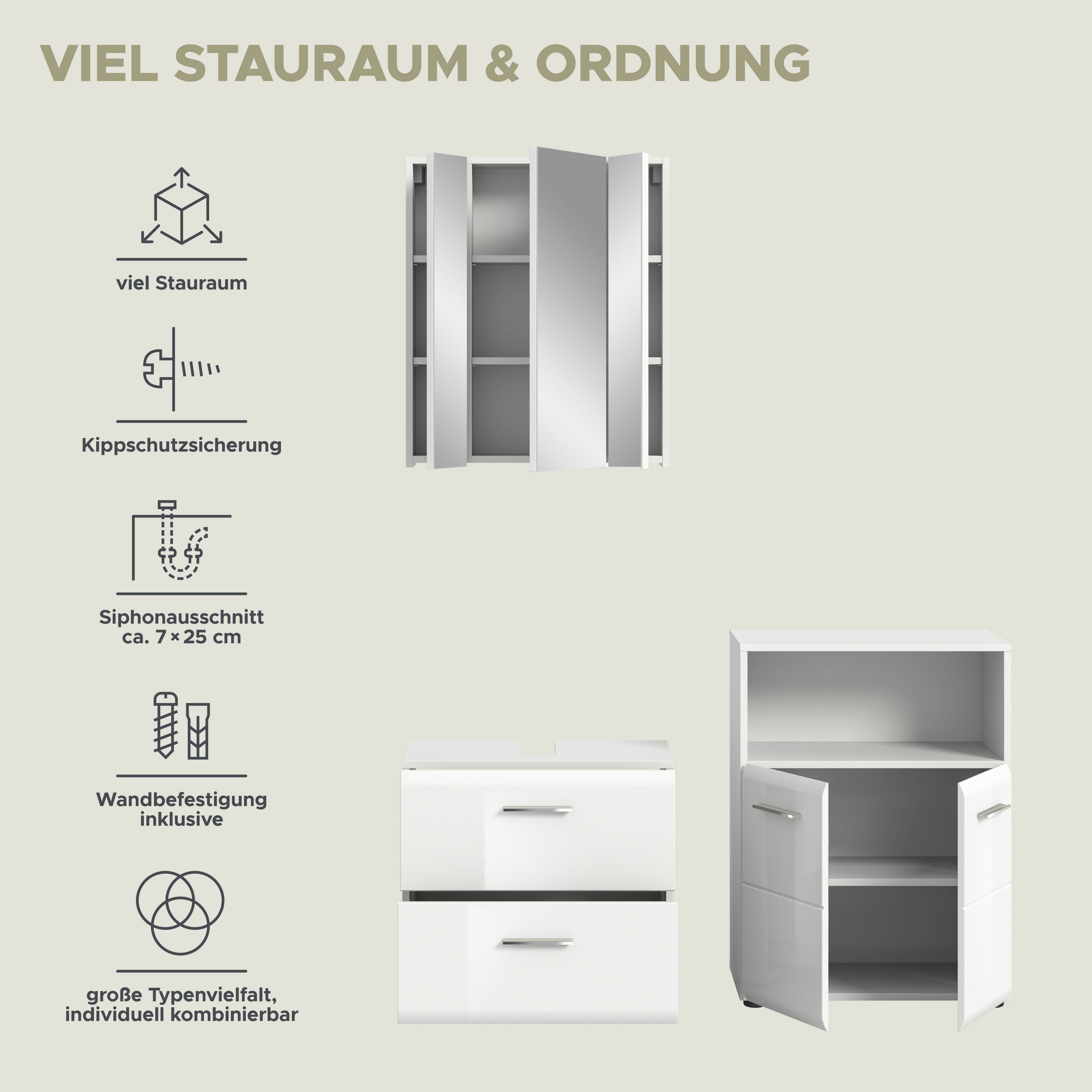INOSIGN Badmeubelset FLORENZ, TOPSELLER!, 3-delige badcombinatie, hoogwaardige MDF-front