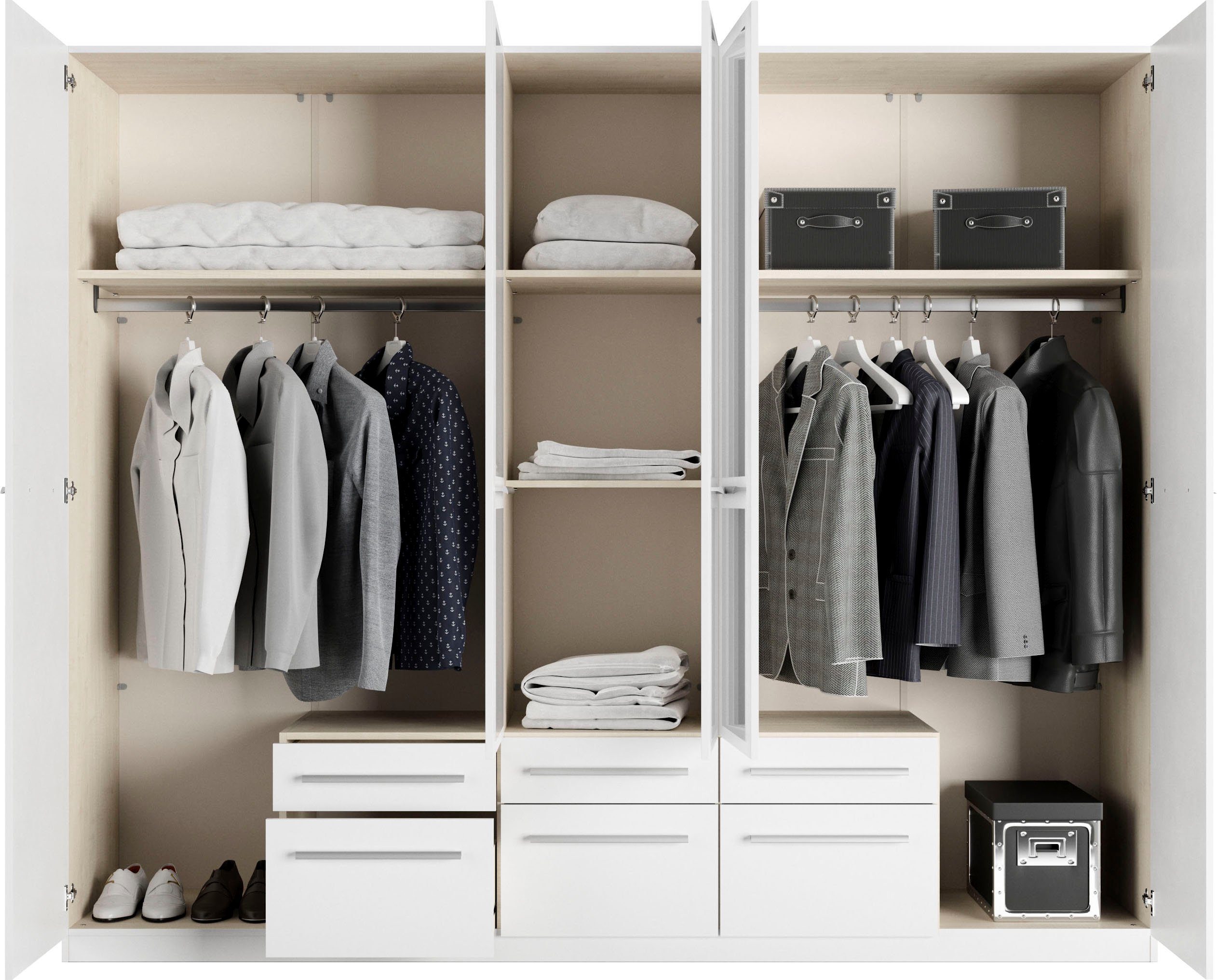 priess Kledingkast Kast garderobe waskast Barcelona in 5 breedtes veel opbergruimte, ruime lades, met spiegel, made in germany