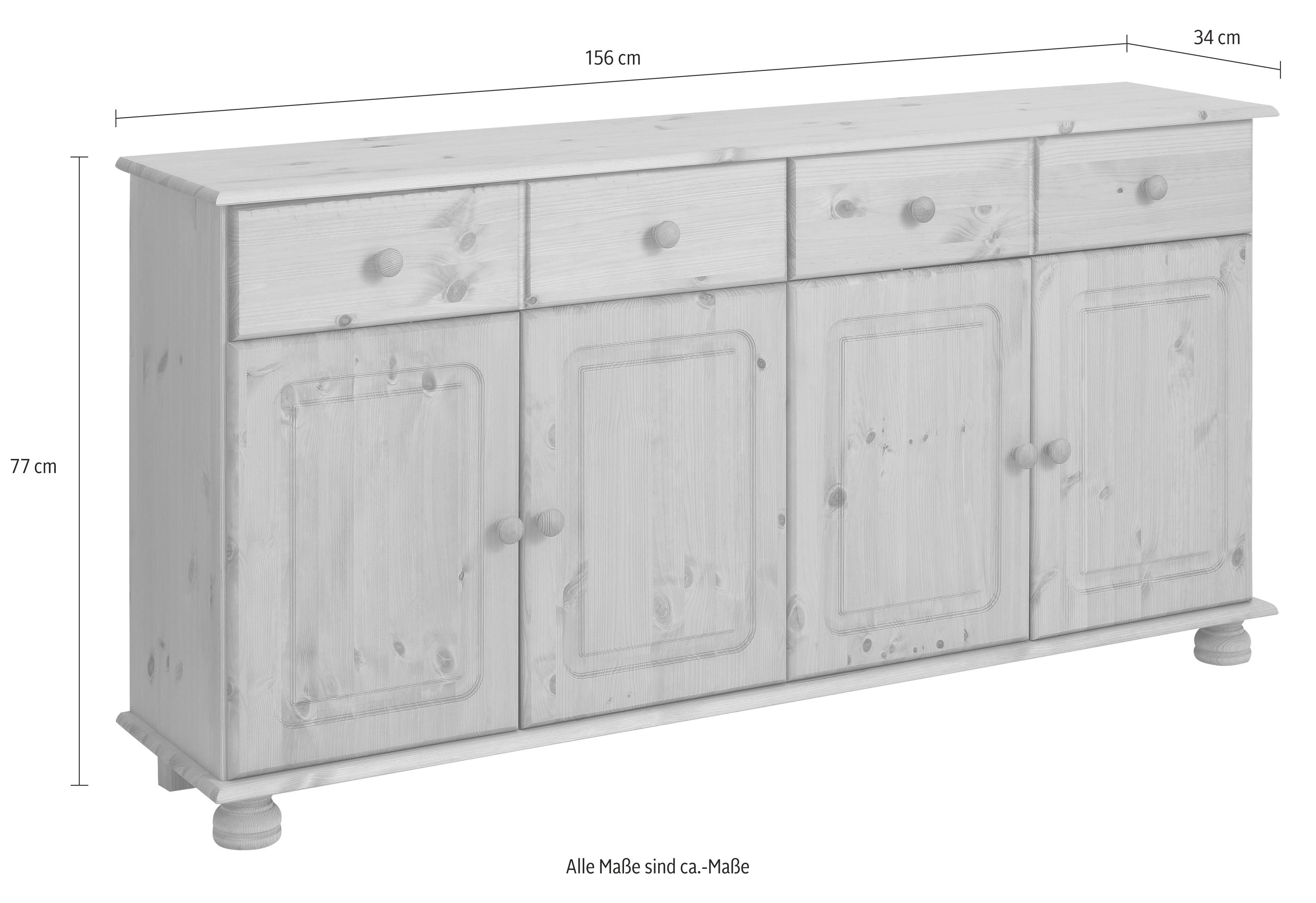 Home affaire Dressoir Mette Commode van massief dennenhout, breedte 156 cm