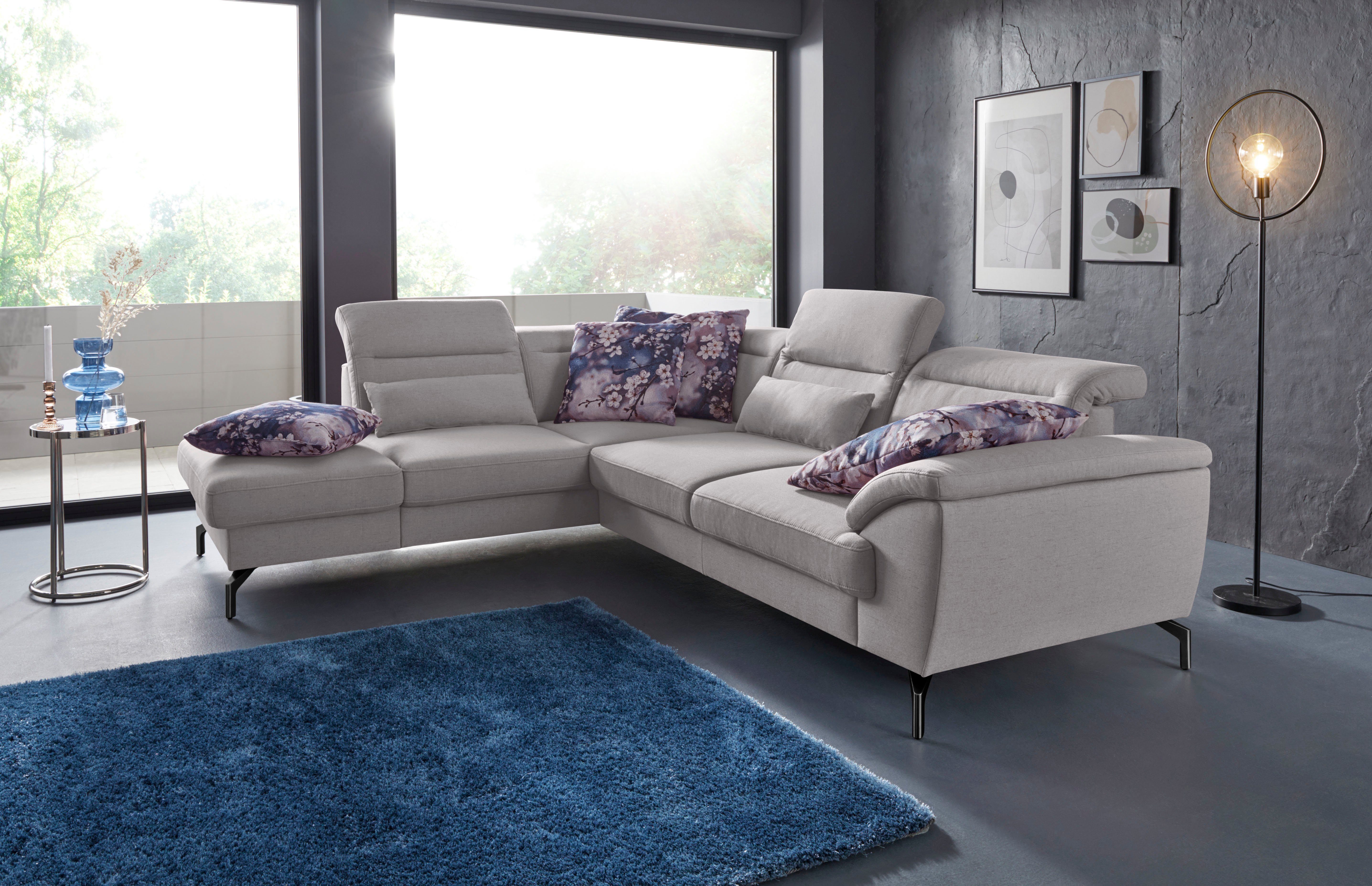 sit&more Hoekbank Percy L-vorm 15 cm poothoogte, zitdiepteverstelling, naar keuze in 2 pootkleuren