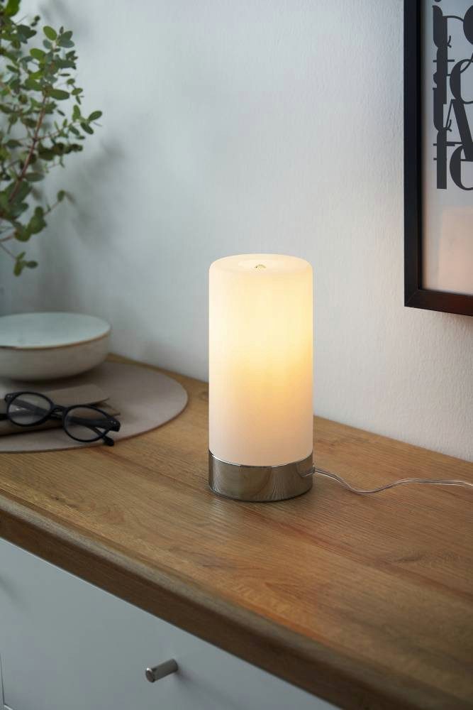 EGLO Tafellamp DAMASCO 1 tafellamp, wit-chroom, excl. lichtbron, schakelaar aan de kabel
