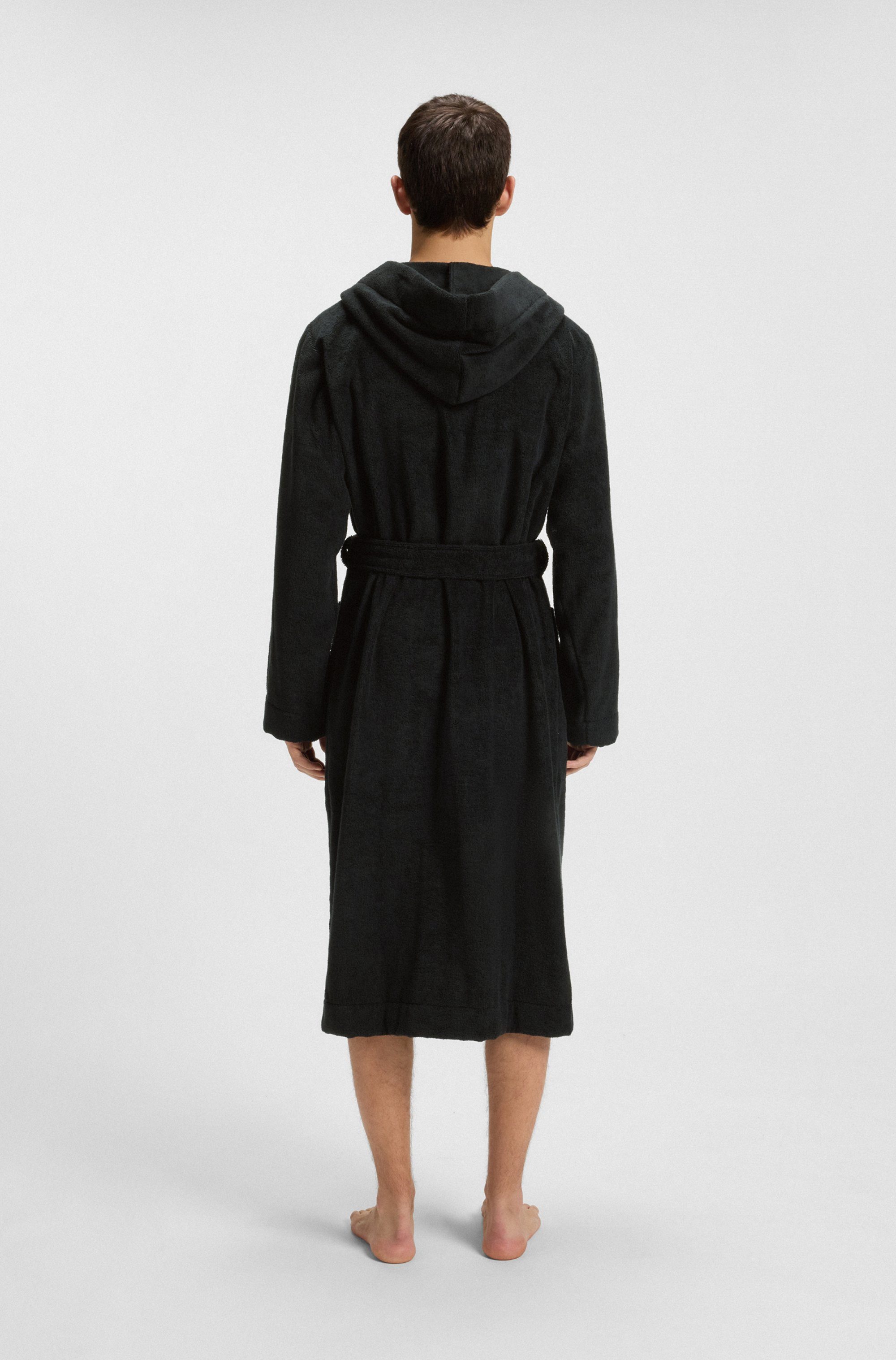 HUGO underwear Badjas Terry Gown Hooded met capuchon & contrasterend logo