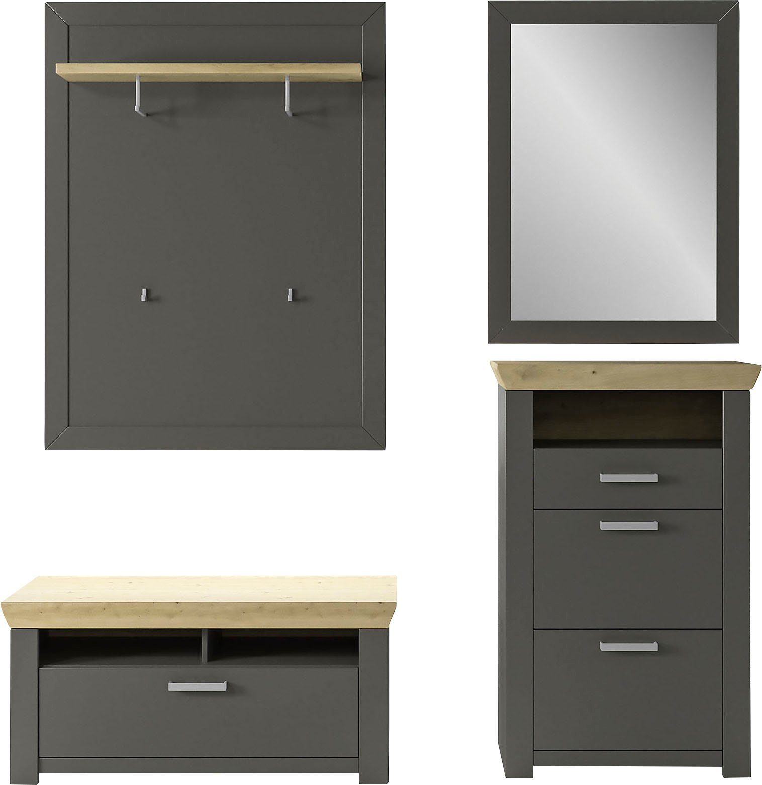 set one by Musterring Halmeubelset GA York Kombi 70 met garderobe paneel en spiegel (set, 4-delig)