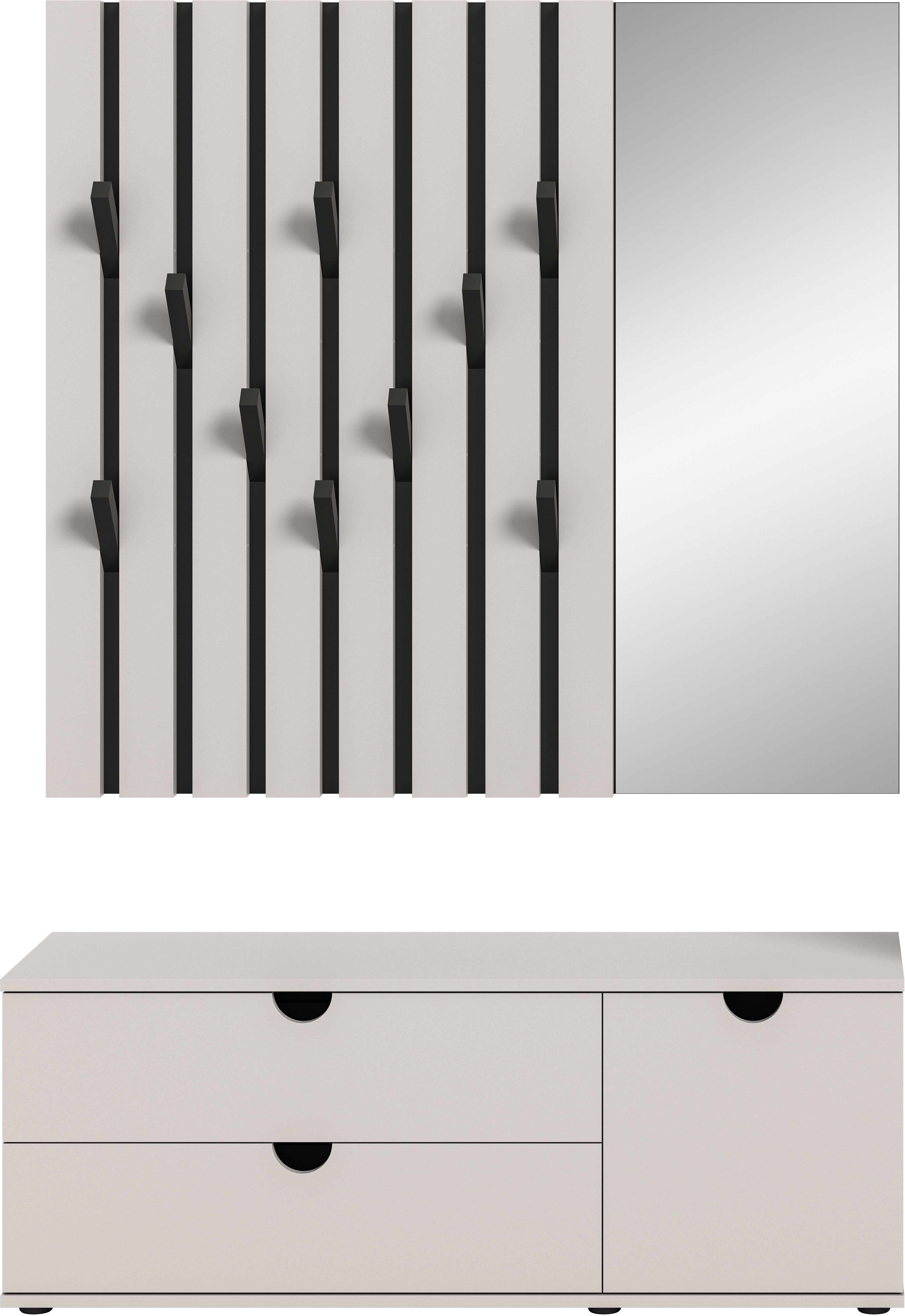 INOSIGN Halmeubelset Mataro, Breite 120 cm, bestehend aus: Sitzbank und Garderobenpaneel