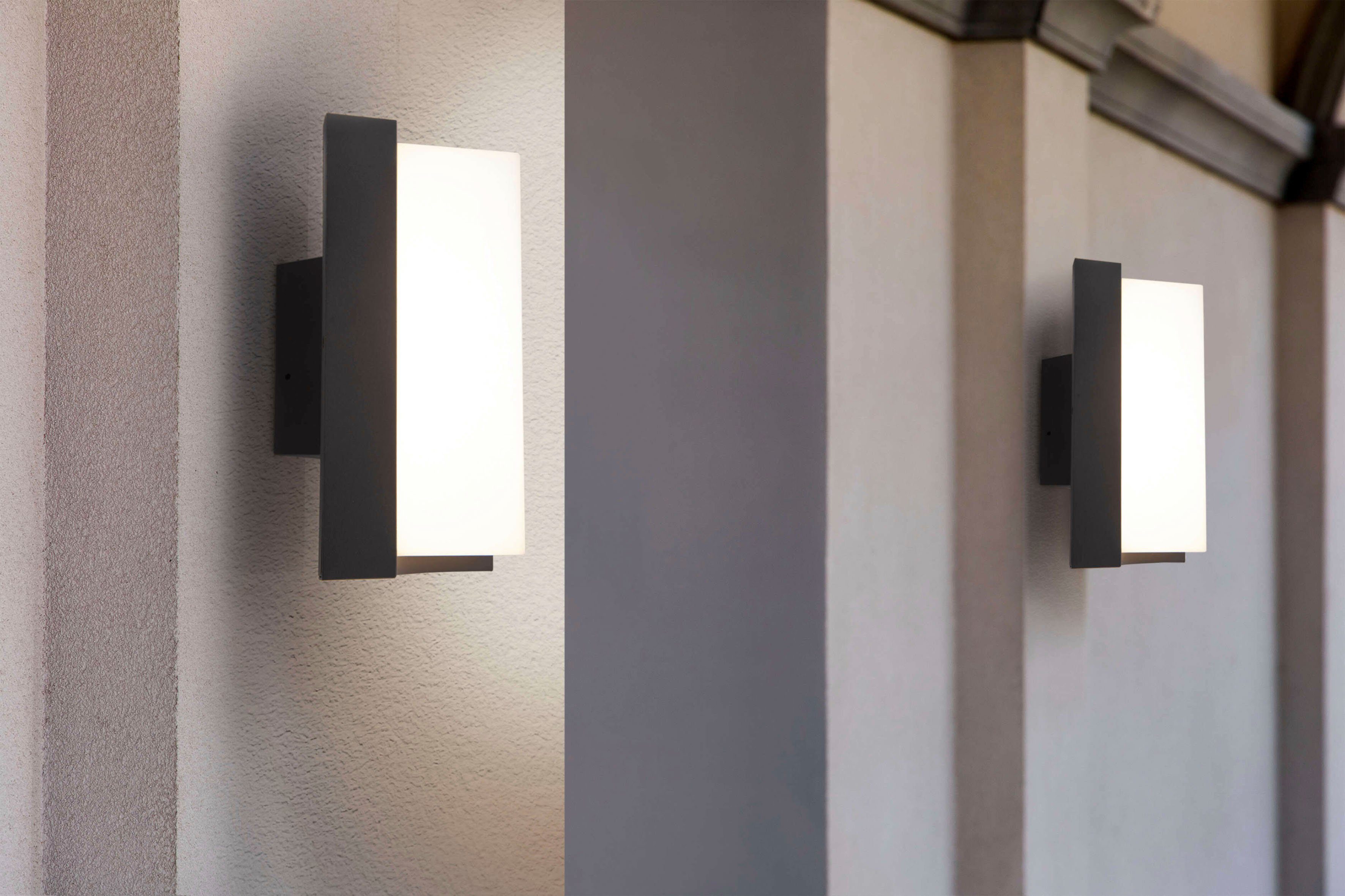 näve Ledwandlamp voor buiten Rico Wandlamp, terras, antraciet, hoogte: 14,8 cm, led warmwit (1 stuk)
