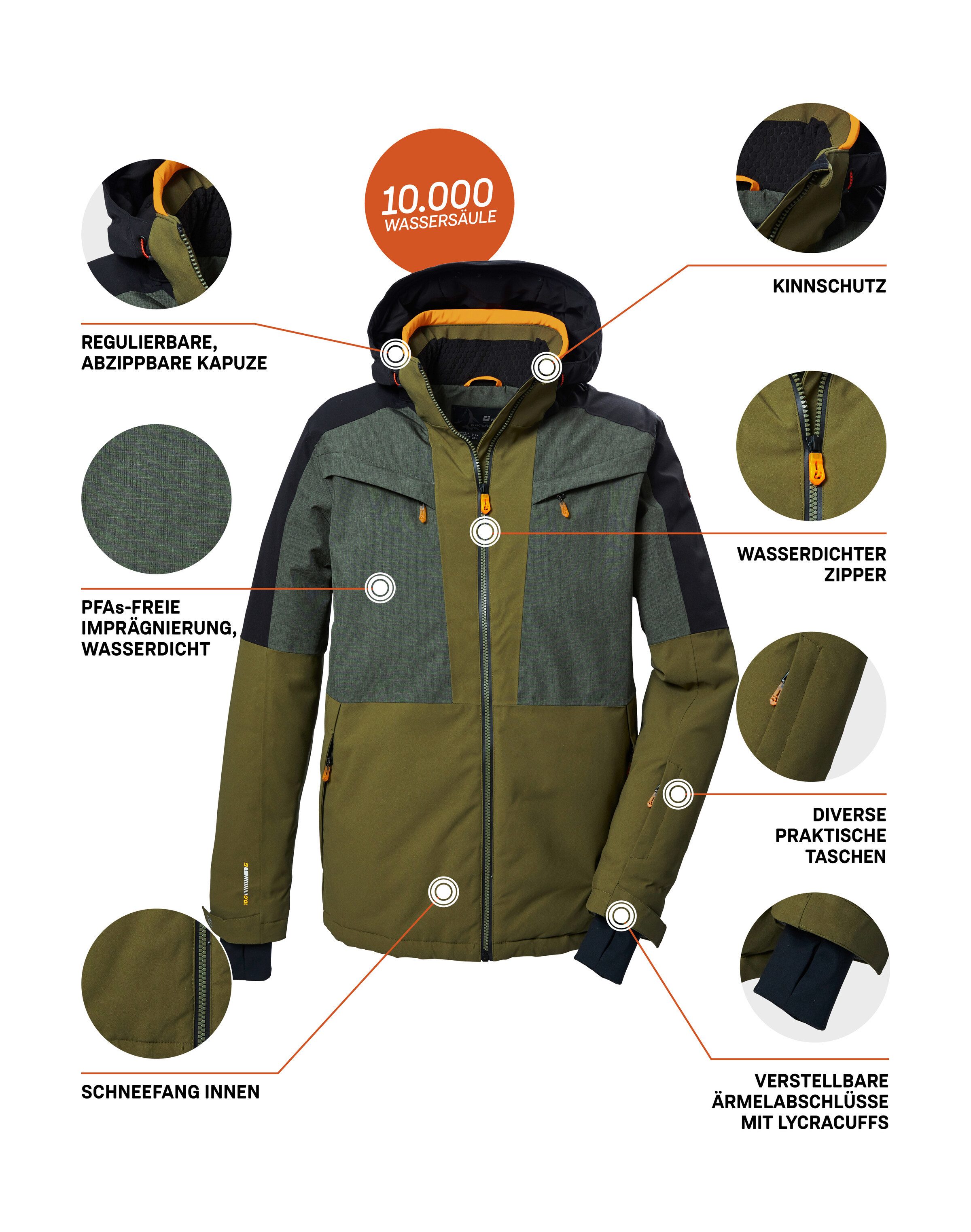 Killtec Ski-jack KSW 407 MN SKI JCKT Waterdichte skijas met kleurblok, ademend, veel zakken