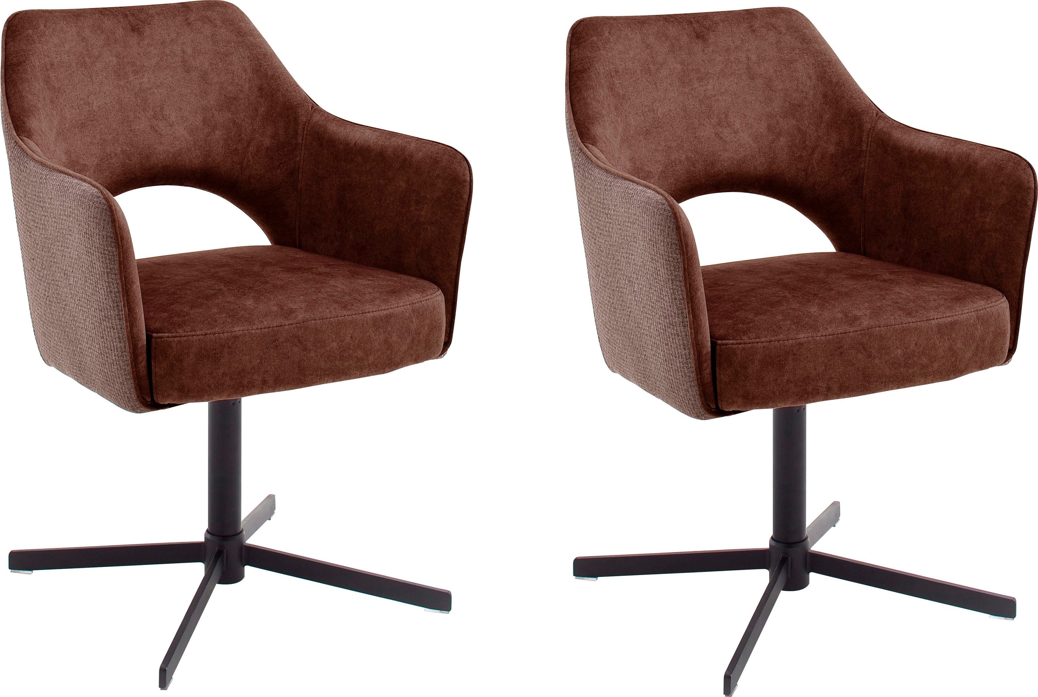 MCA furniture Eetkamerstoel Valetta Bekleding vintage suède-look, 360° draaibaar met nivellering, pocketveringskern, stoel belastbaar tot 120 kg (set, 2 stuks)