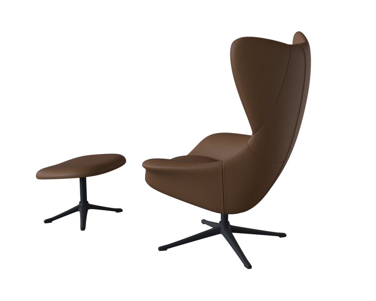 FLEXLUX Oorfauteuil Stilo relaxstoel, TV-stoel Solitaire, stijlicoon, draaibaar, zwarte poot