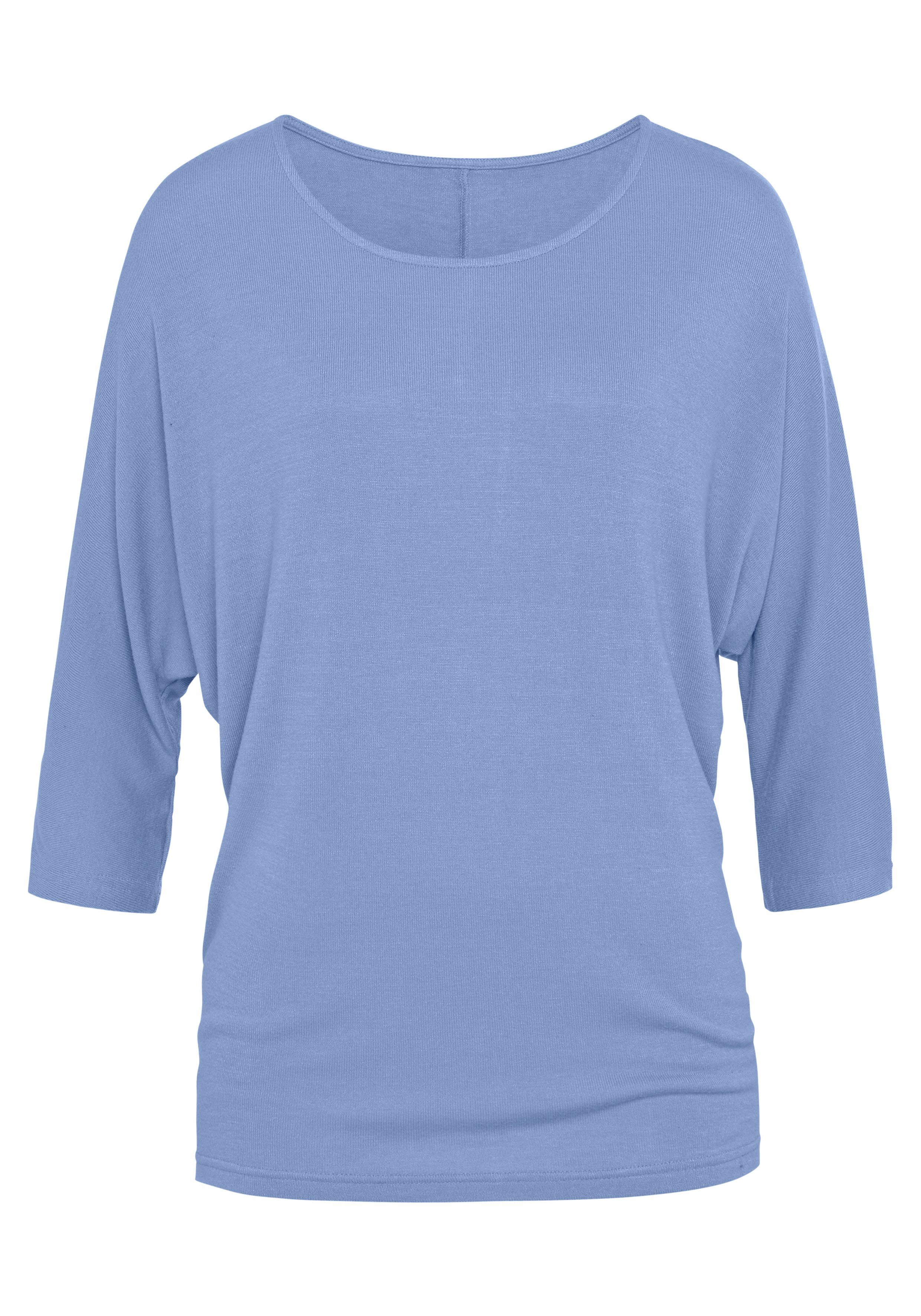 Lascana Shirt met 3 4-mouwen Met vlindermouwen van zachte fijn gebreide kwaliteit met viscose (1-delig)