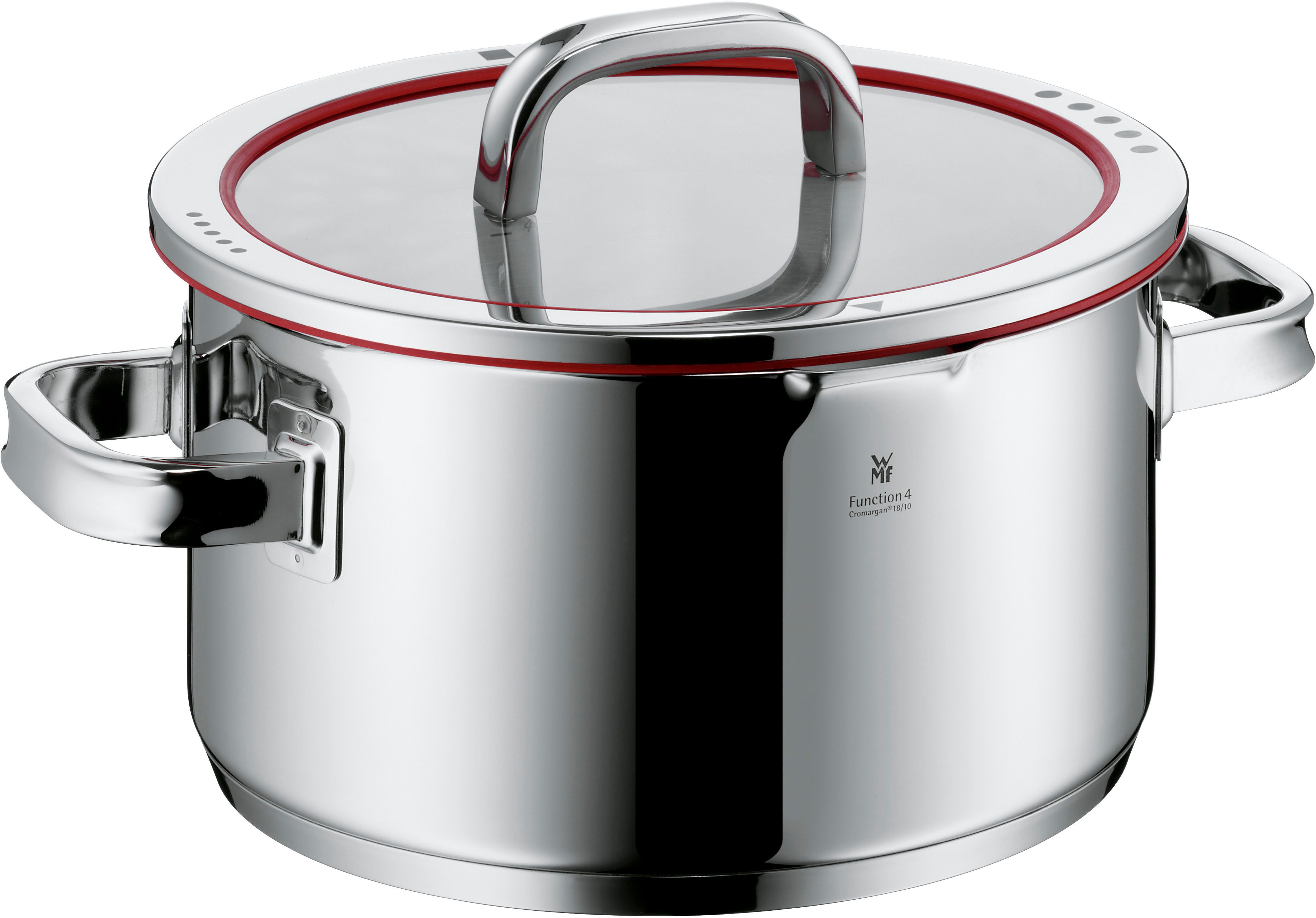 WMF Pannenset Function 4 warmte-reducerende handvatten, met 4 gietfuncties, interne schaalverdeling (set)