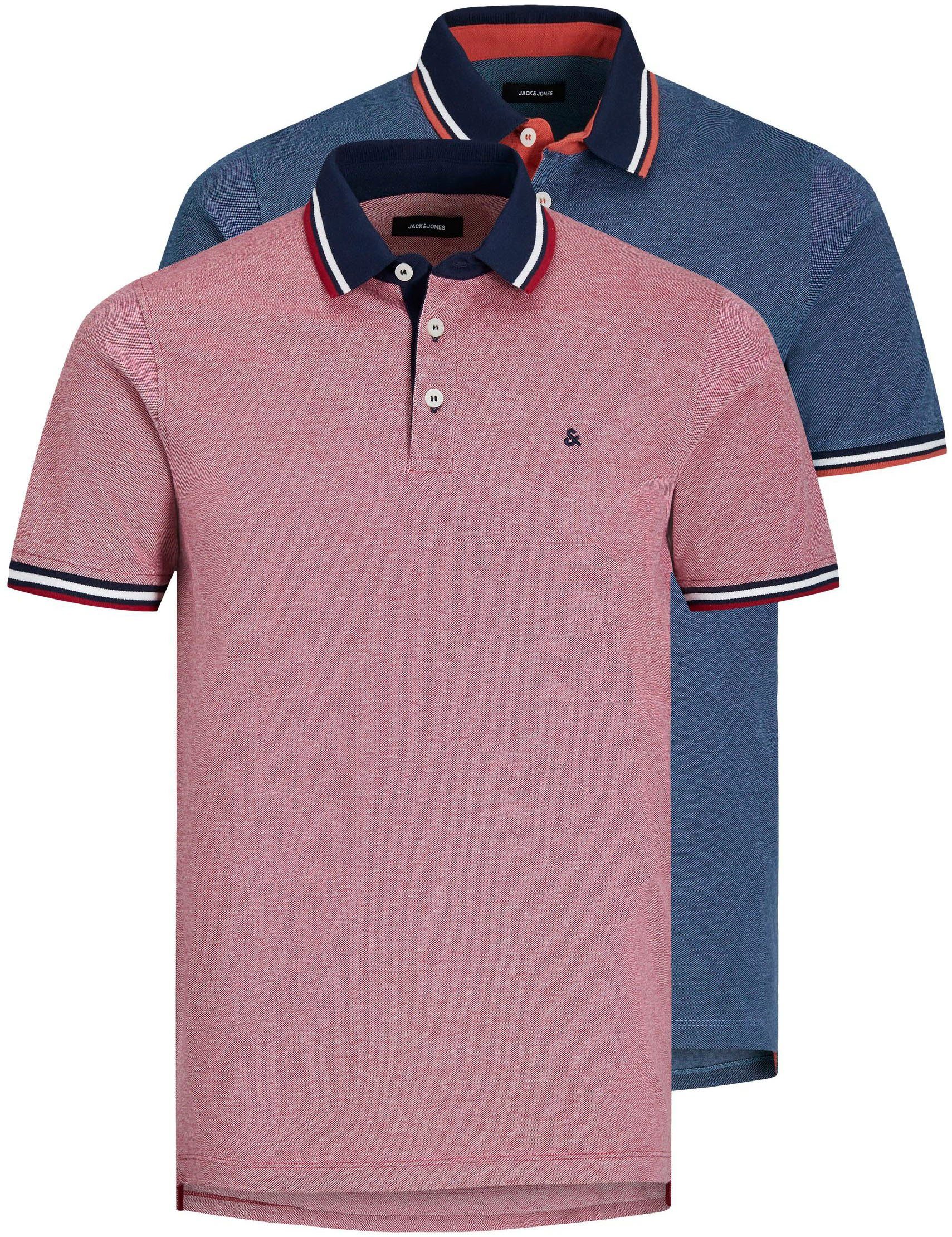 Jack & Jones Poloshirt JJEPAULOS POLO SS 2PK MP NOOS (2-delig, Set van 2) heren poloshirts maat L (50) rood