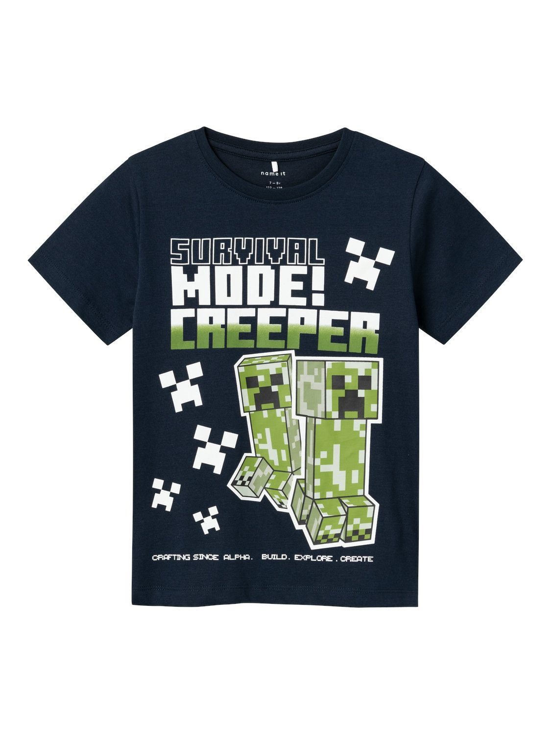 Name it KIDS Minecraft T-shirt NKMMYLIUS met printopdruk zwart Jongens Katoen Ronde hals 122 128
