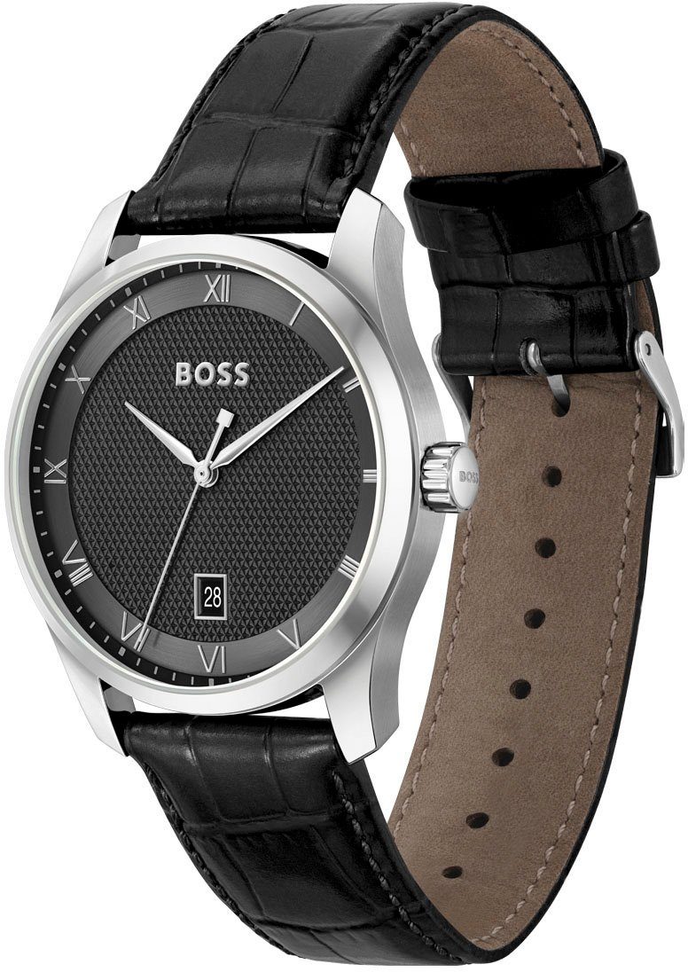 Boss Kwartshorloge Principle Horloge, herenhorloge, stalen band, ideaal ook als cadeau (set, 2-delig, Met leren band)