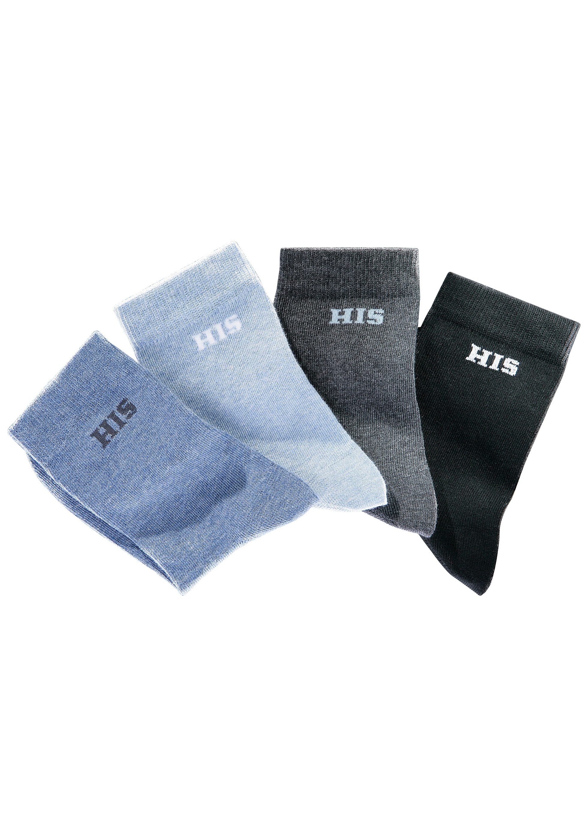 H.I.S Basic sokken met ingebreid logo (set, 4 paar)