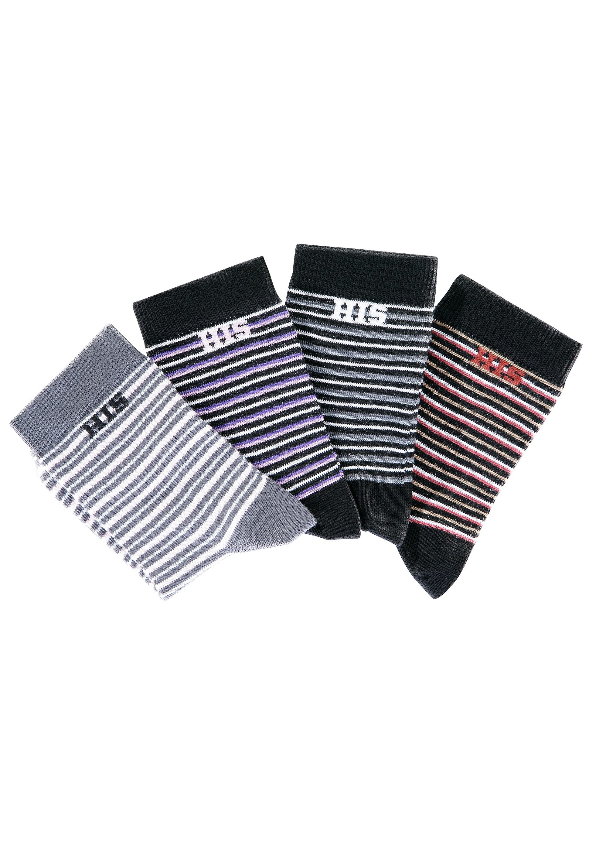 H.I.S Basic sokken met ingebreid logo (set, 4 paar)