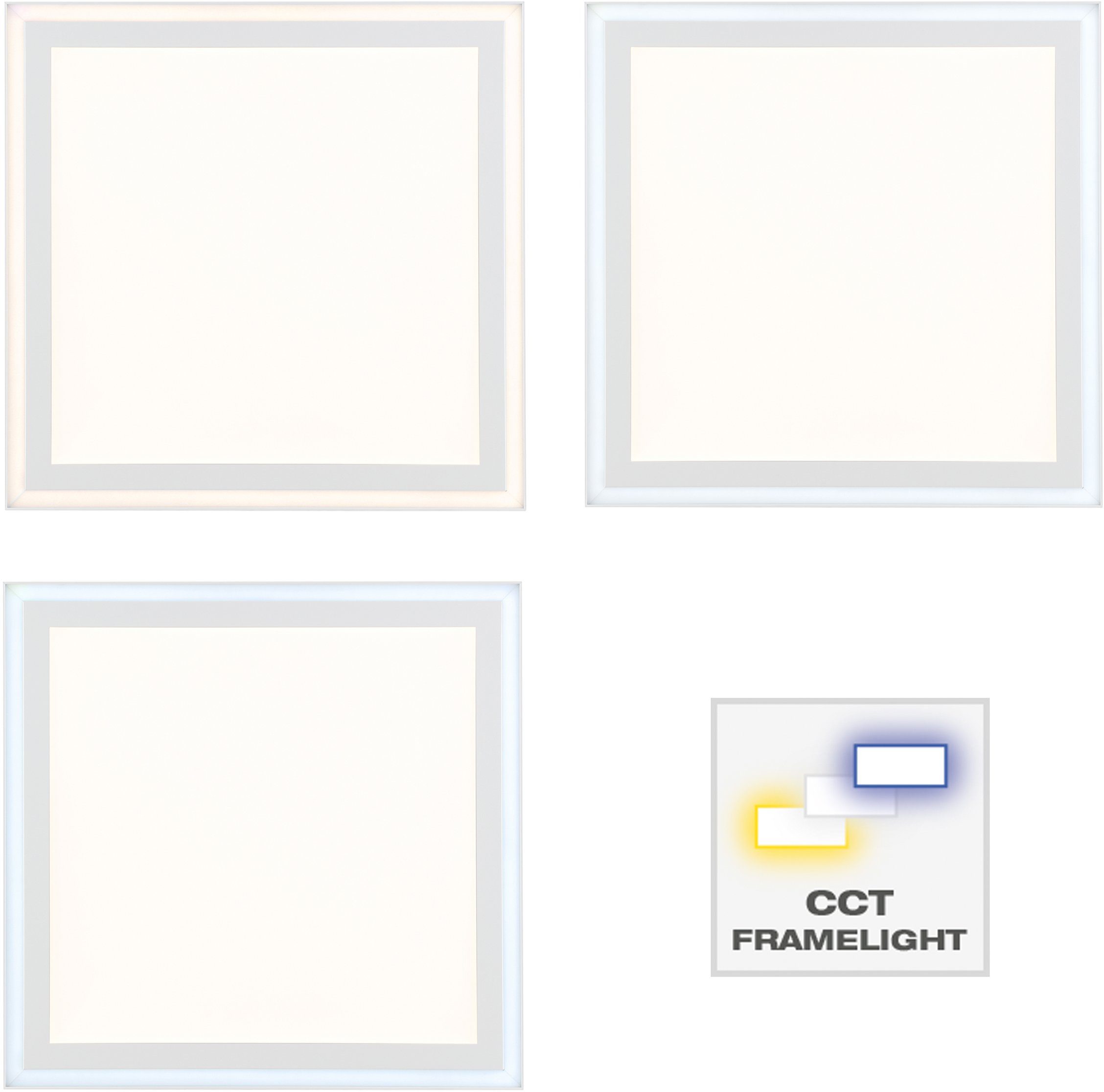 Brilliant Leuchten Ledscherm Laurice 40x40 cm, dimbaar, cct, frame-light, 2400 lumen, metaal/kunststof, wit (1 stuk)