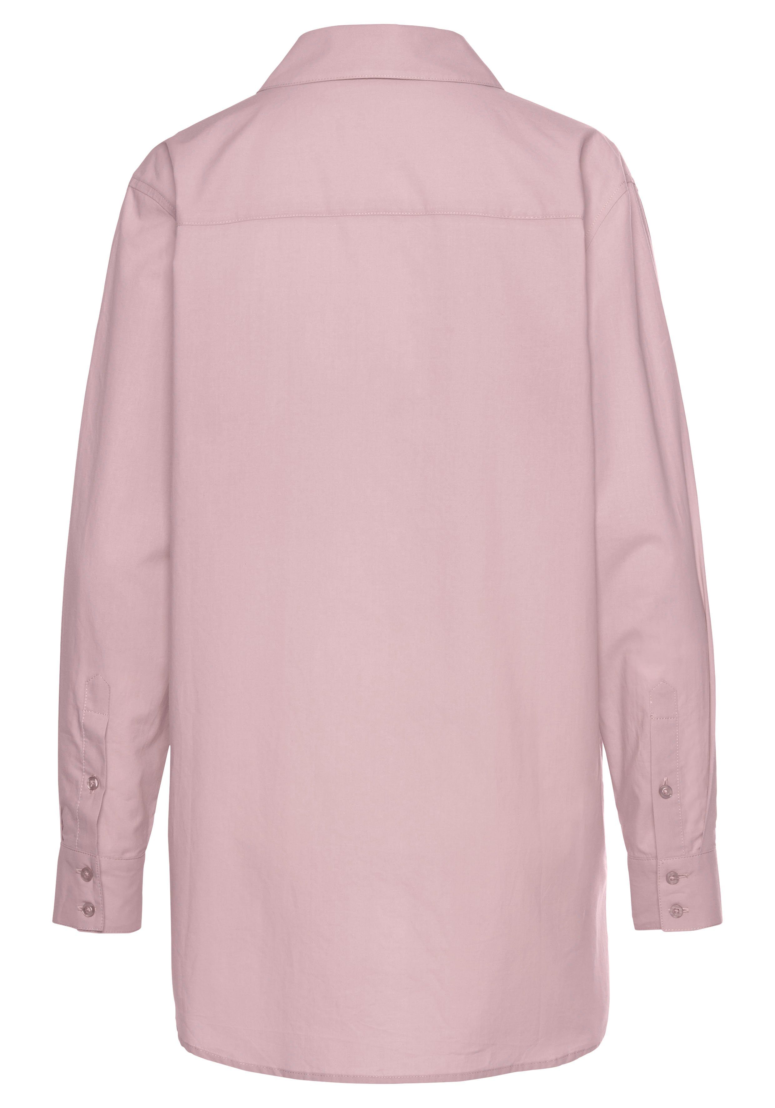 Lascana Overhemdblouse achter langer gesneden, damesblouse van katoen, klassiek-elegant