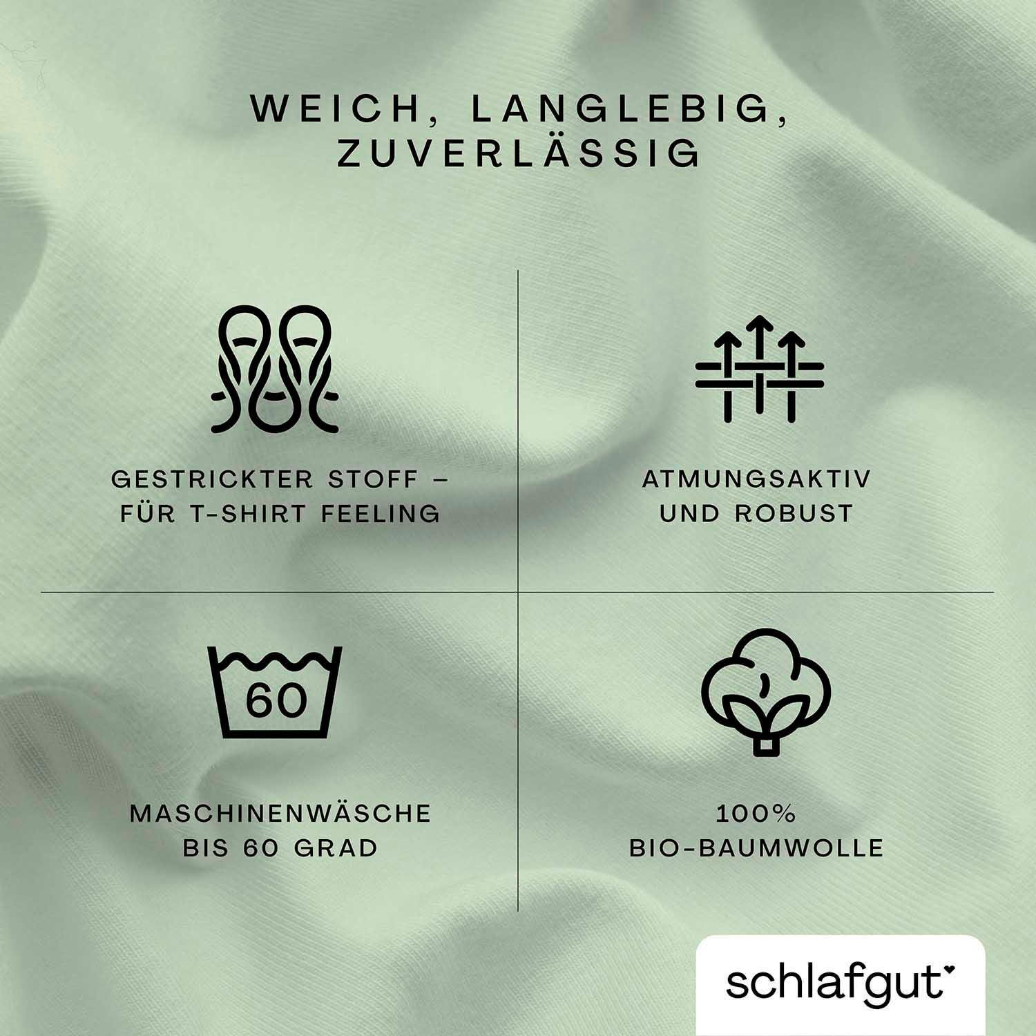 Schlafgut Hoeslaken CASUAL o.a. in maat 90x200, 140x200 of 180x200 cm, 100% biologisch katoen Dekbedovertrek voor matrassen tot 25 cm hoogte, betrouwbaar, duurzaam, zacht (1 stuk)
