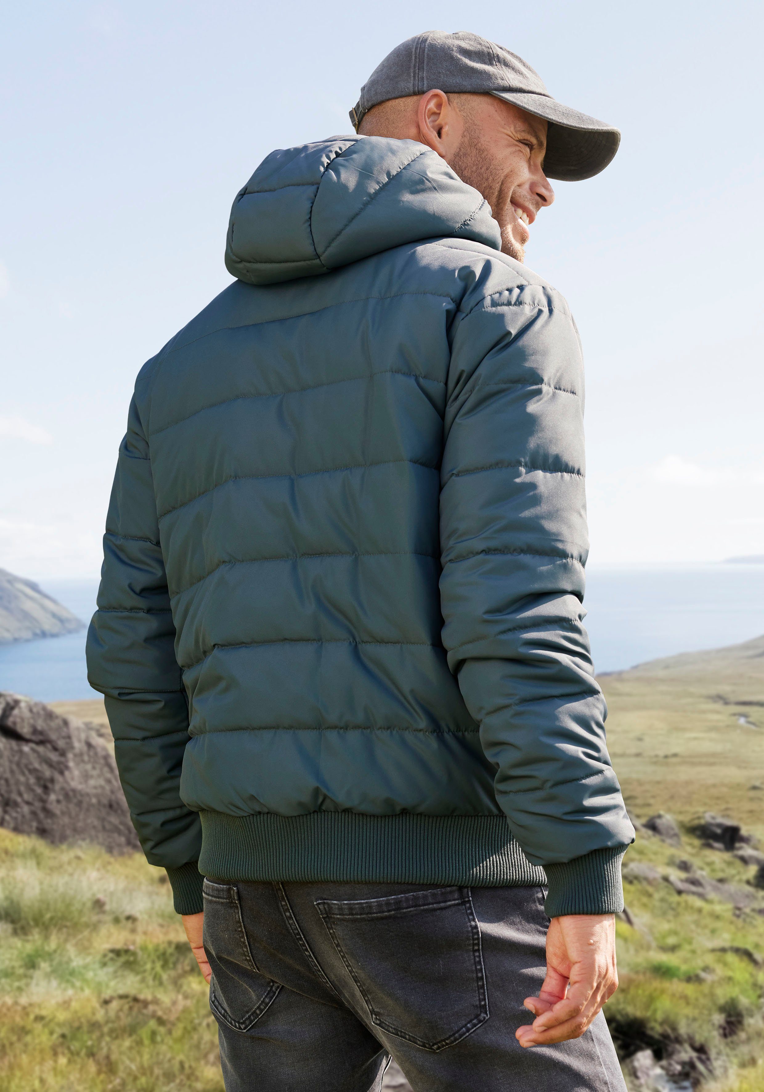 John Devin Gewatteerde jas Outdoorjacke met gebreide boorden