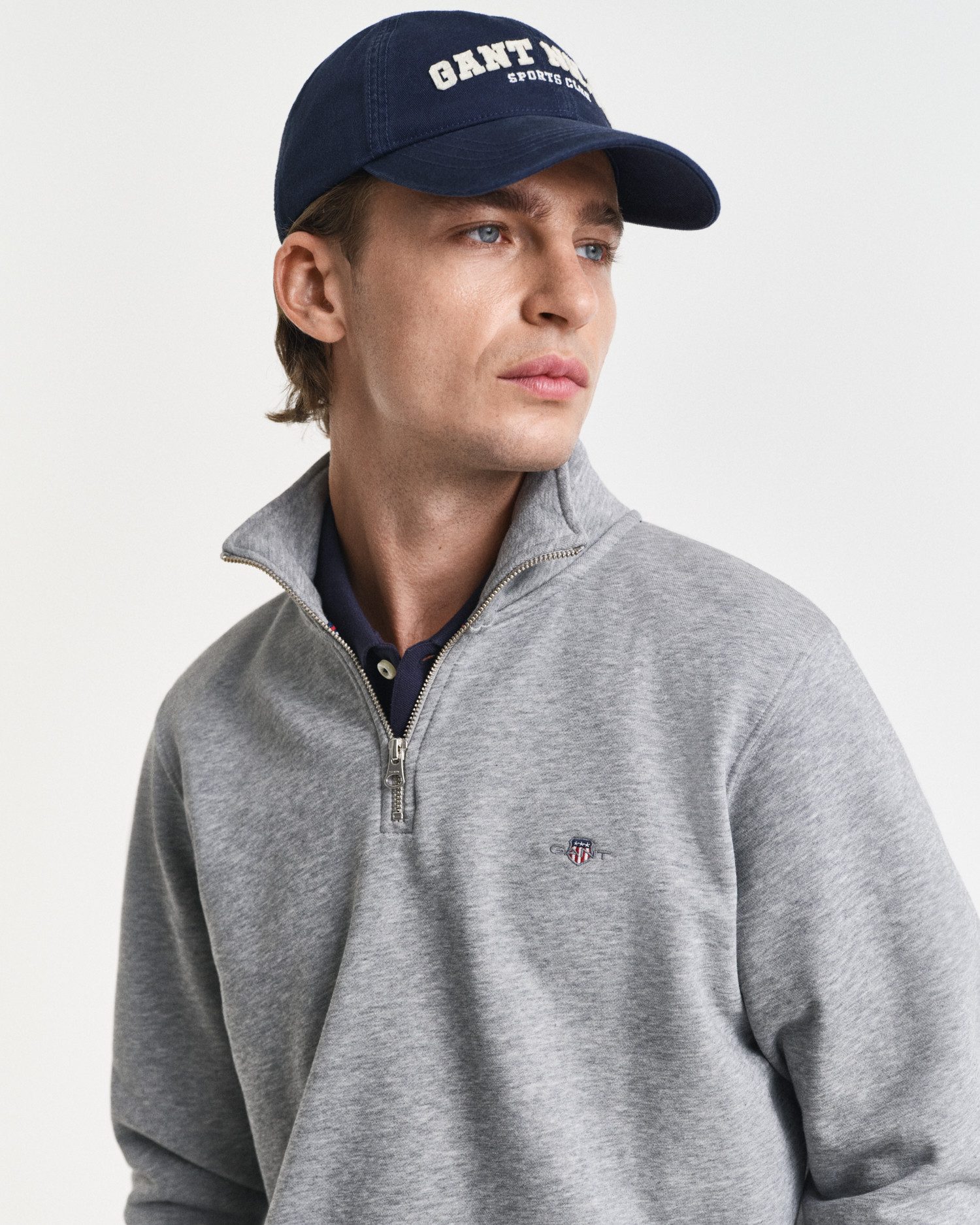 Gant Sweatshirt REG SHIELD HALF ZIP SWEAT met logoborduursel op borsthoogte