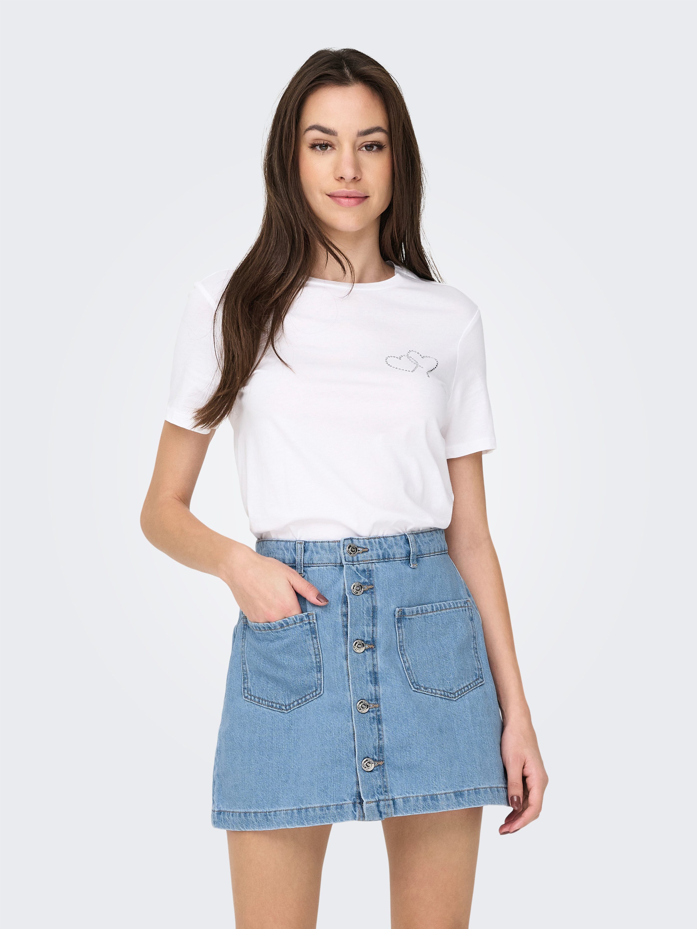 Only Shirt met korte mouwen ONLARIANA LIFE S/S O-NECK BOX TOP JRS