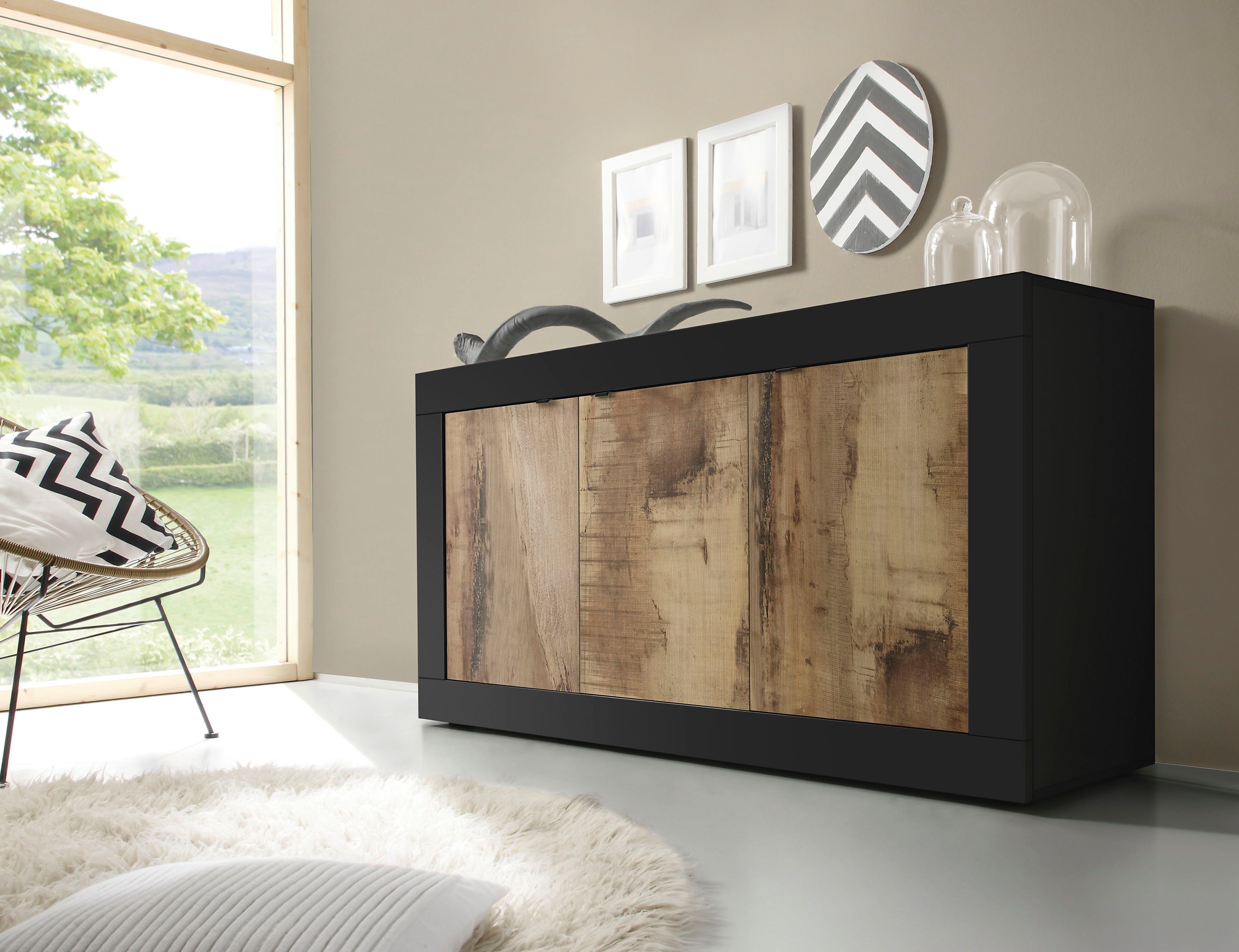 INOSIGN Dressoir Basis breedte 160 cm, commode 3 deuren, dressoir, Metalen handgreep, moderne frame-uitstraling, veel opbergruimte, kleurkeuze