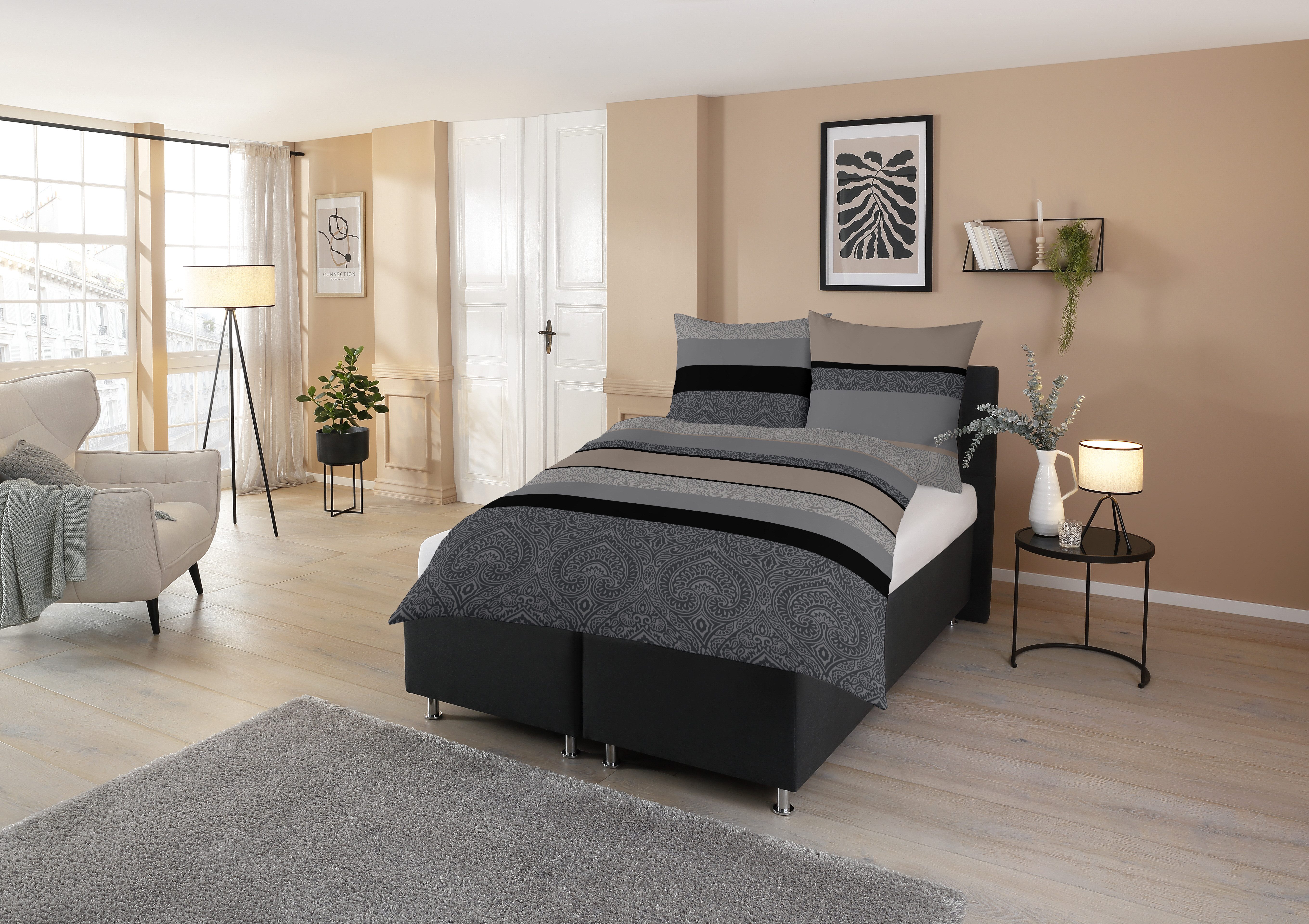 CASATEX Beddengoed DAMI moderne, elegante beddengoed dekbedovertrekken grijs